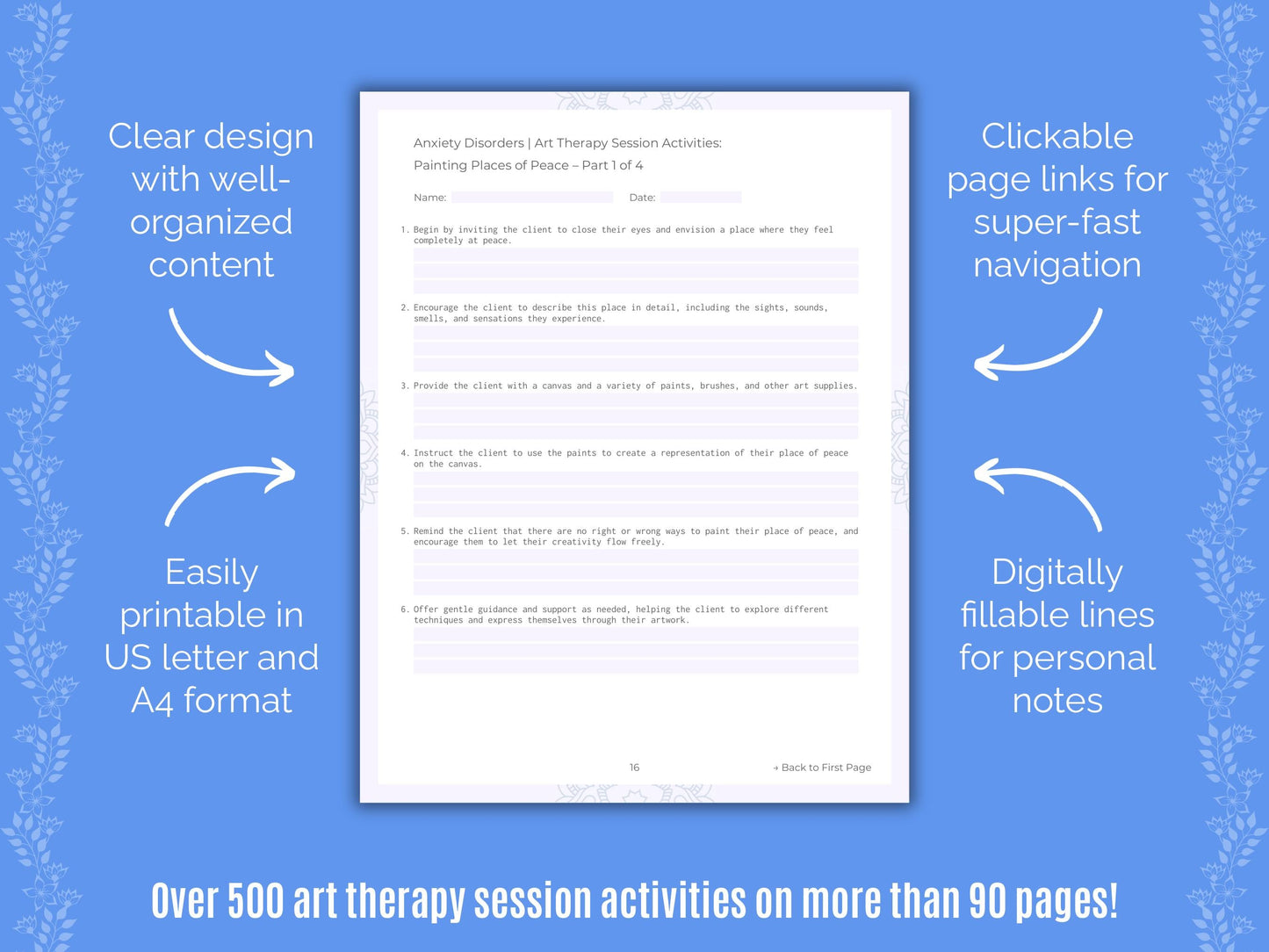 Anxiety Disorders Art Therapy Counseling Templates