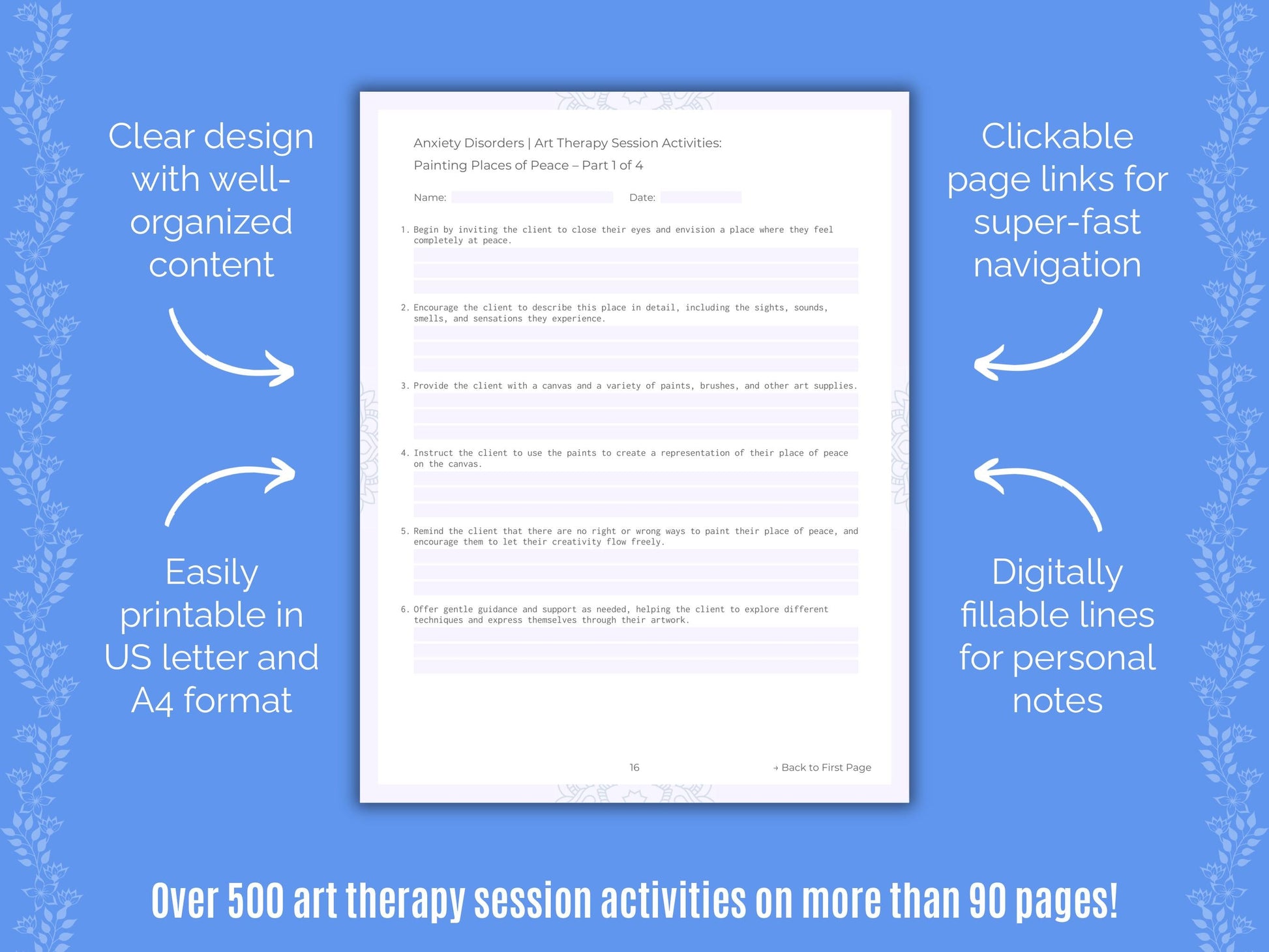 Anxiety Disorders Art Therapy Counseling Templates