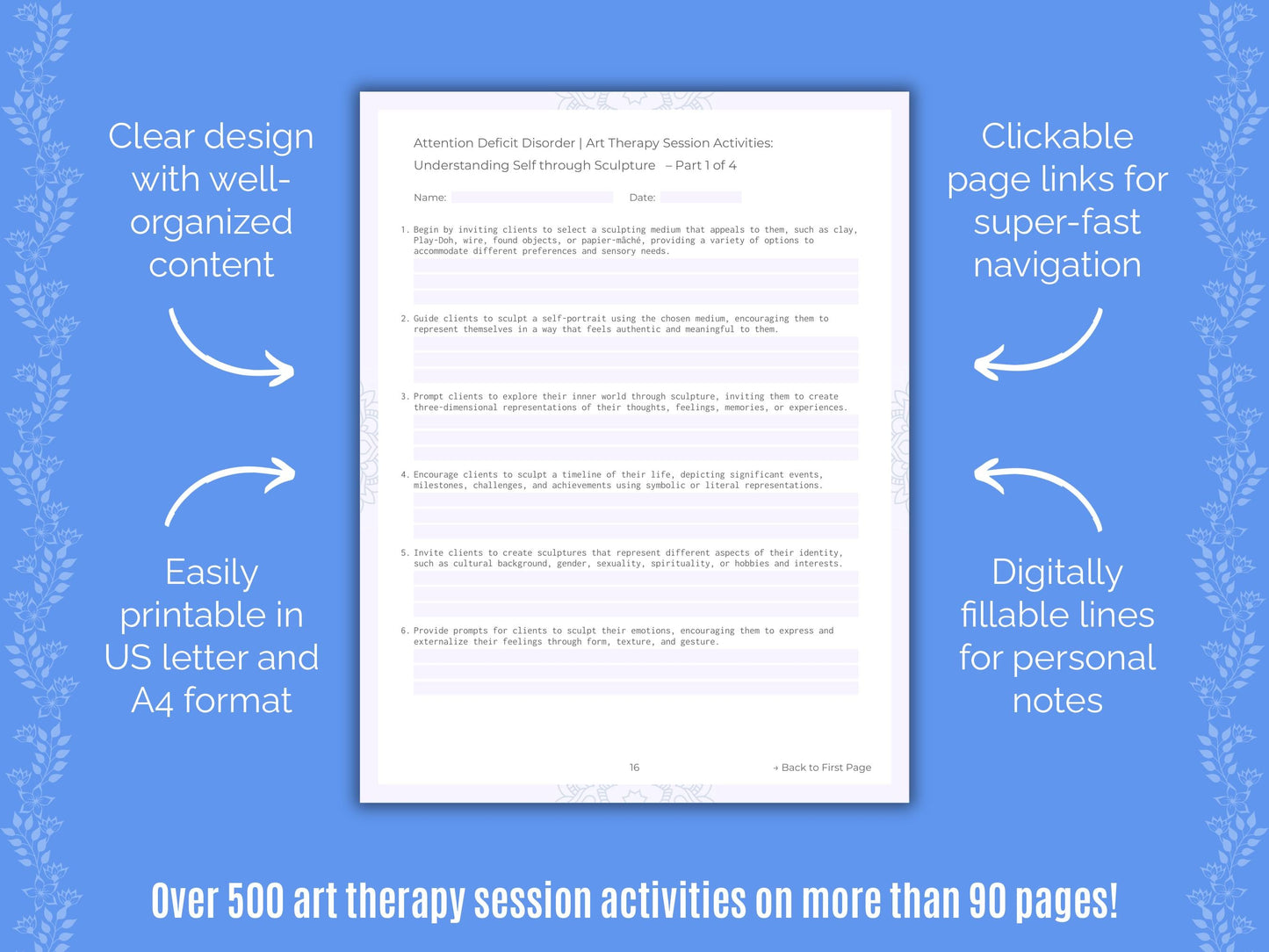 Attention Deficit Disorder (ADD) Art Therapy Counseling Templates