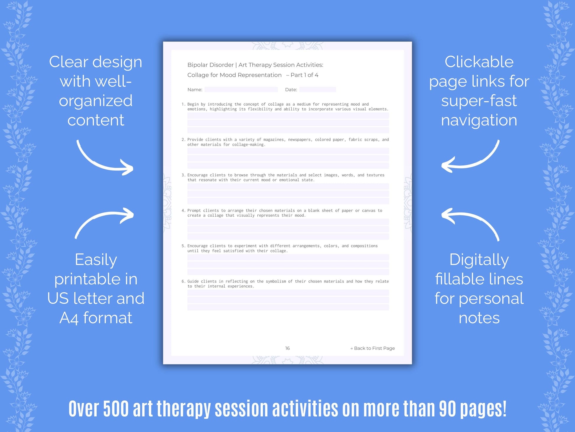 Bipolar Disorder Art Therapy Counseling Templates