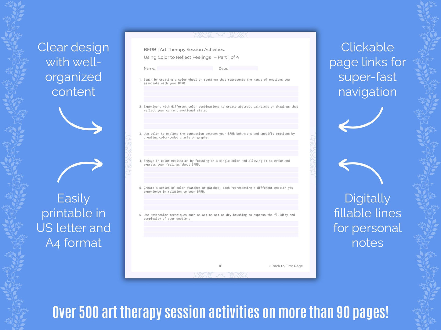 Body-Focused Repetitive Behavior (BFRB) Art Therapy Counseling Templates