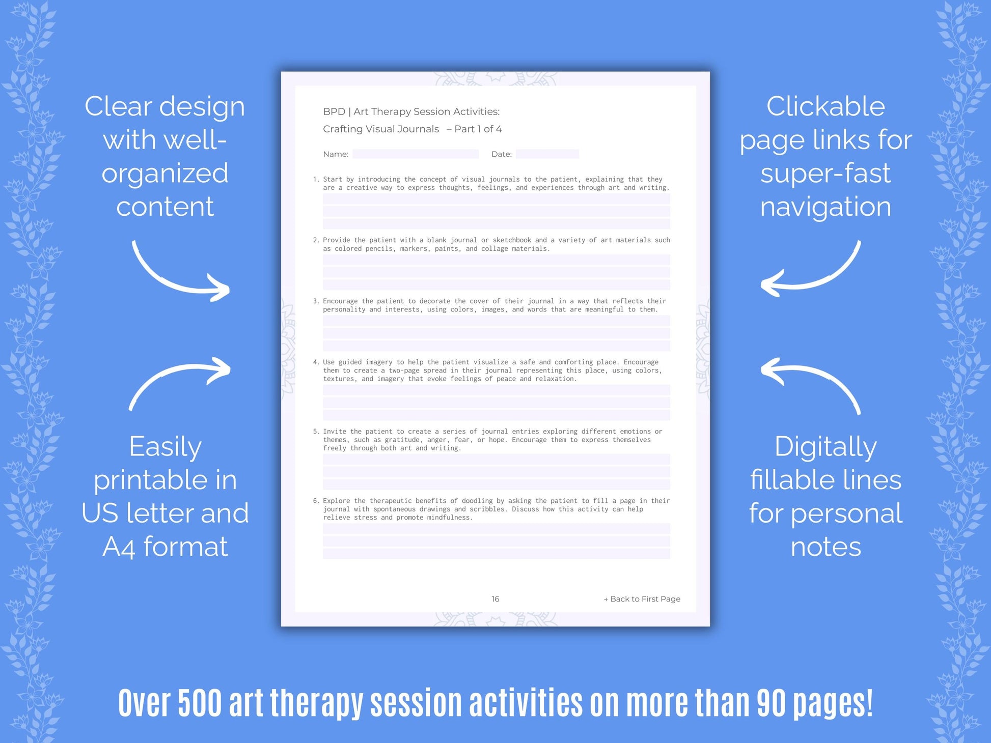 Borderline Personality Disorder (BPD) Art Therapy Counseling Templates