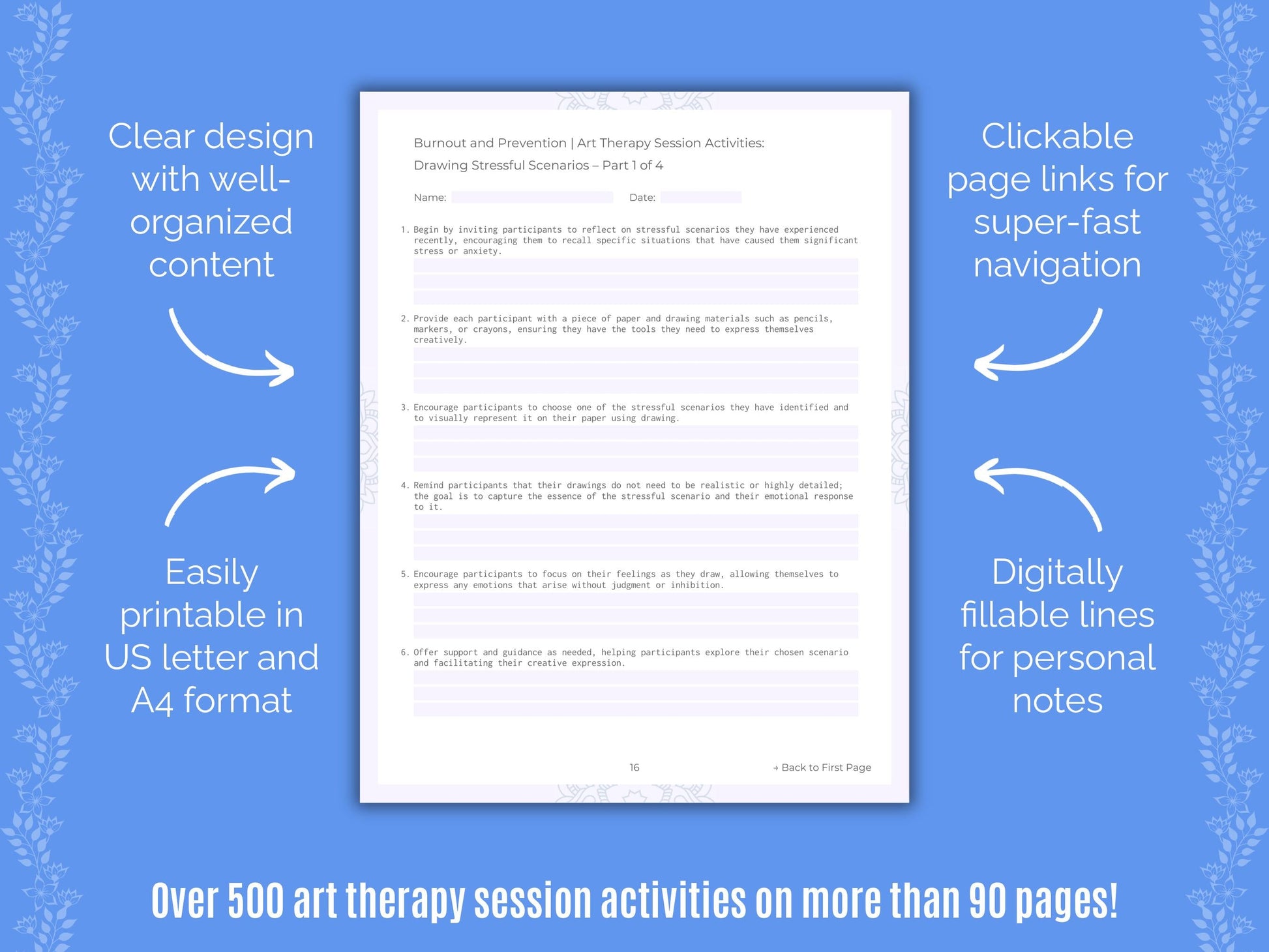 Burnout and Prevention Art Therapy Counseling Templates