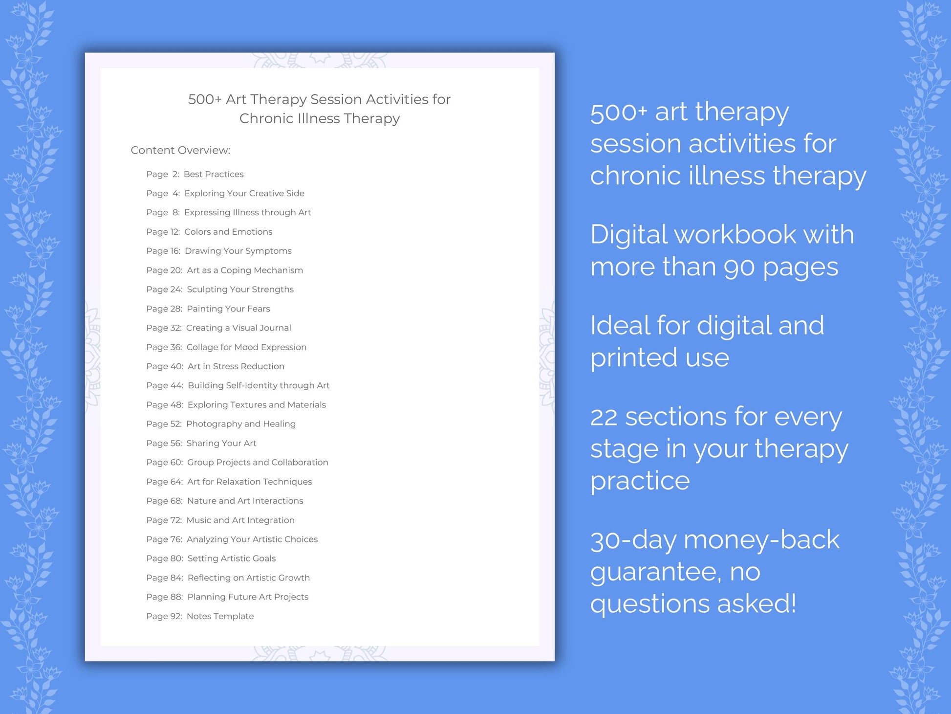 Chronic Illness Art Therapy Therapist Worksheets