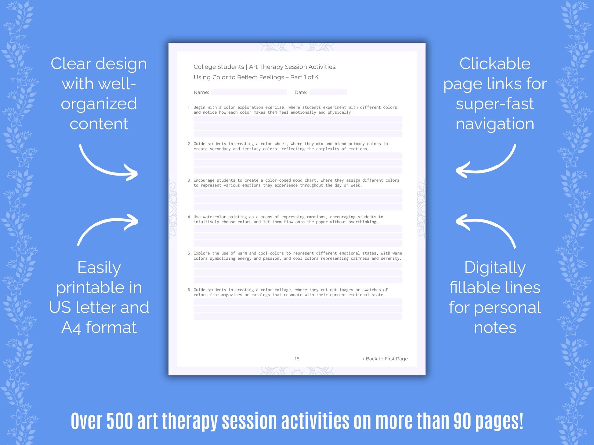 College Students Art Therapy Counseling Templates