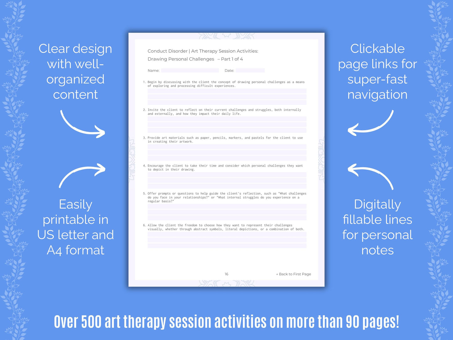 Conduct Disorder Art Therapy Counseling Templates