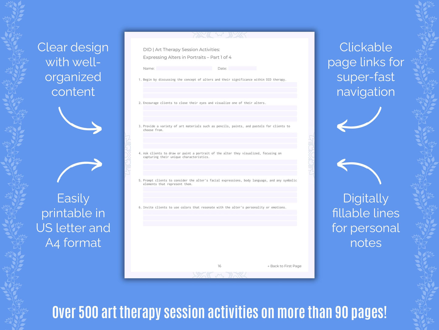 Dissociative Identity Disorder (DID) Art Therapy Counseling Templates