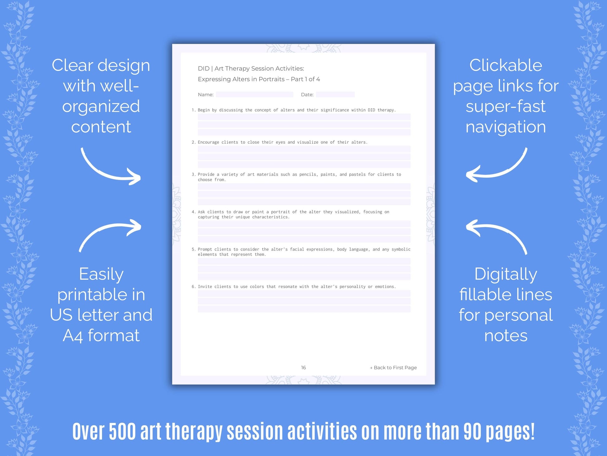 Dissociative Identity Disorder (DID) Art Therapy Counseling Templates