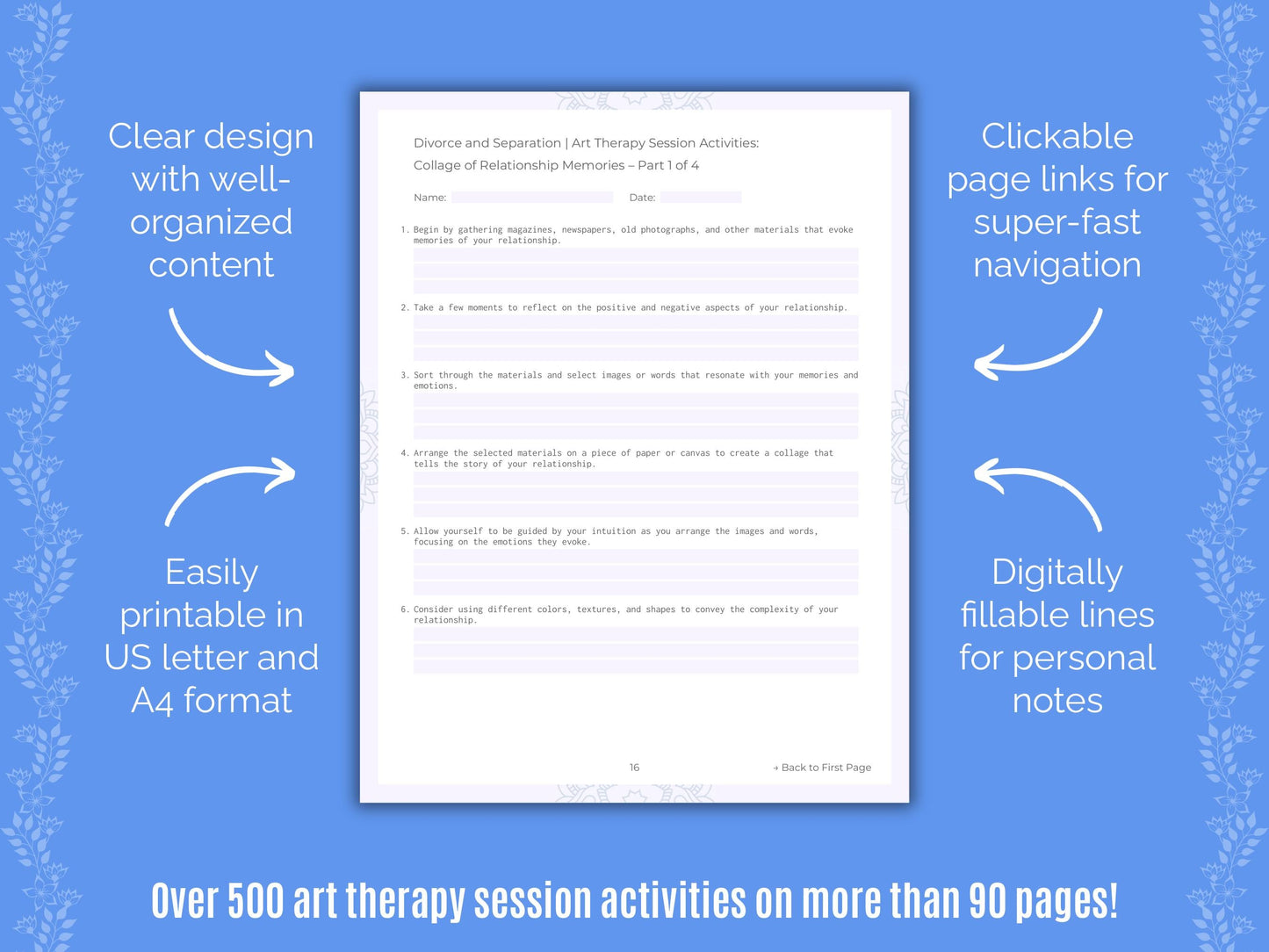 Divorce and Separation Art Therapy Counseling Templates