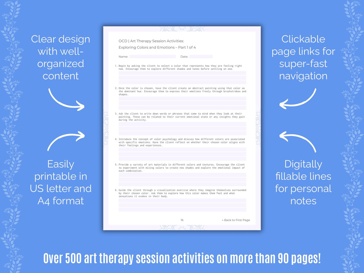 Obsessive-Compulsive Disorder (OCD) Art Therapy Counseling Templates