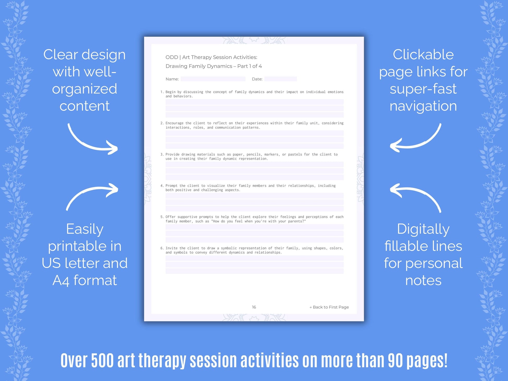 Oppositional Defiant Disorder (ODD) Art Therapy Counseling Templates