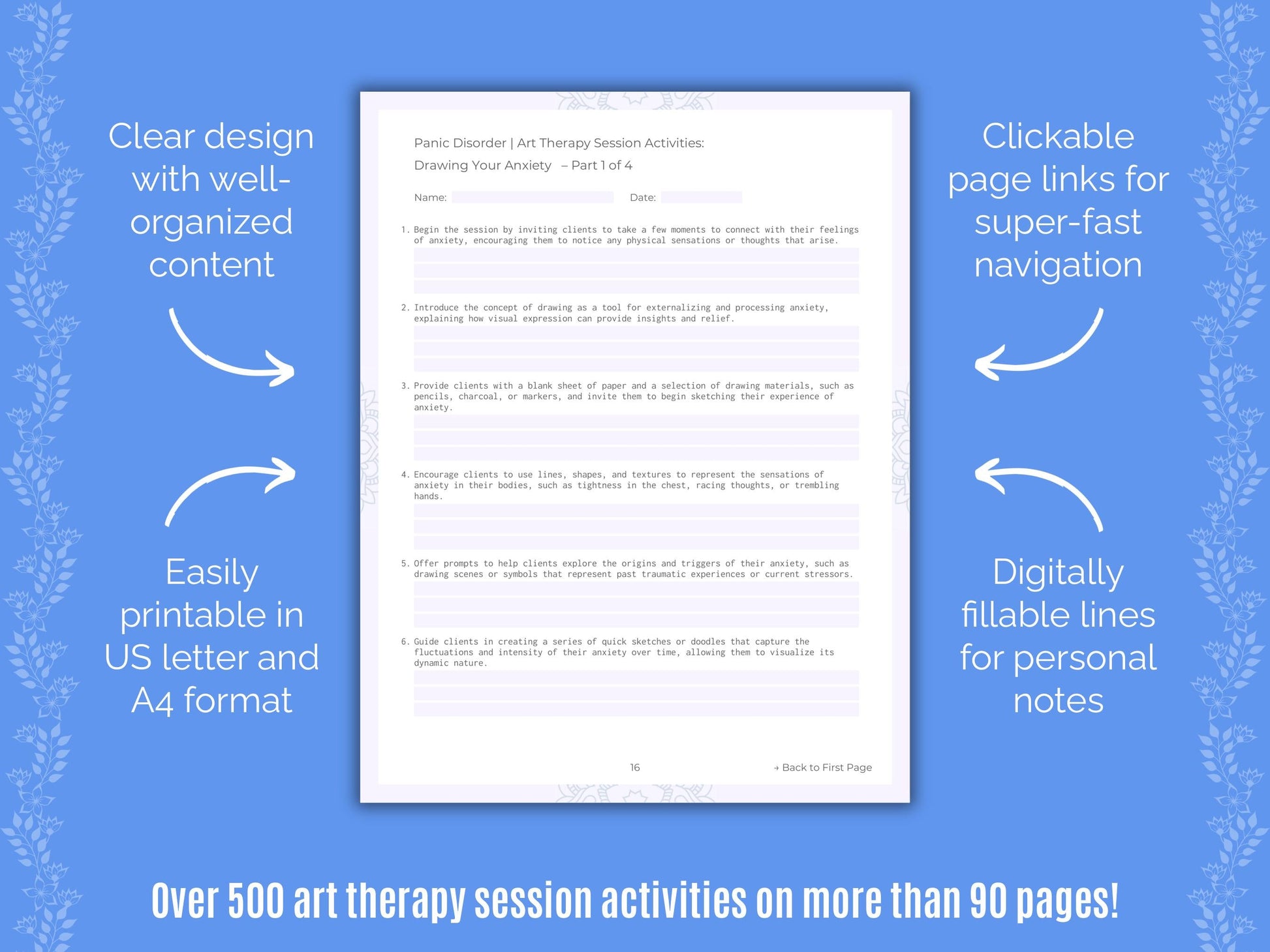 Panic Disorder Art Therapy Counseling Templates