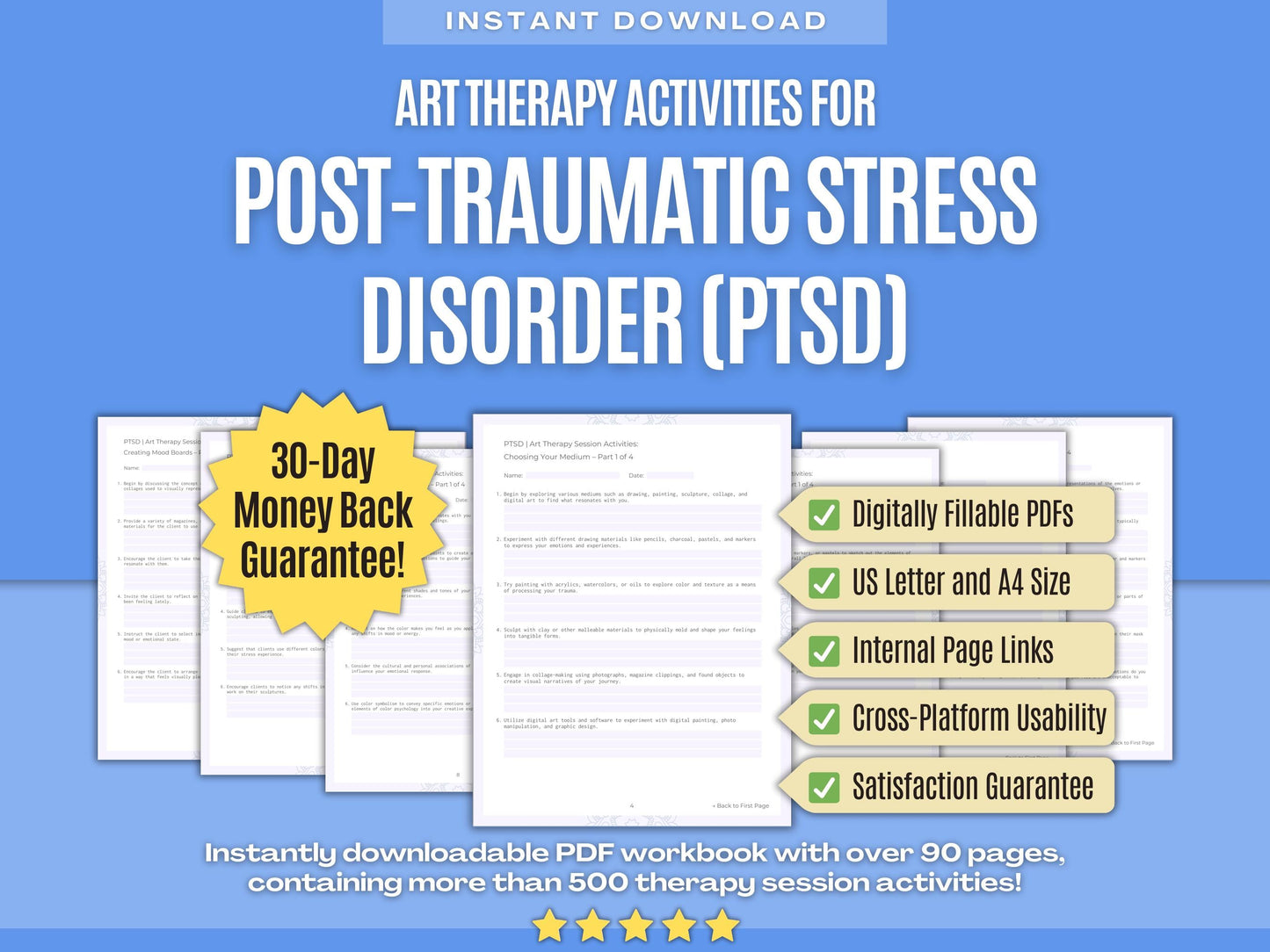 Post-Traumatic Stress Disorder (PTSD) Art Therapy Psychology Workbooks