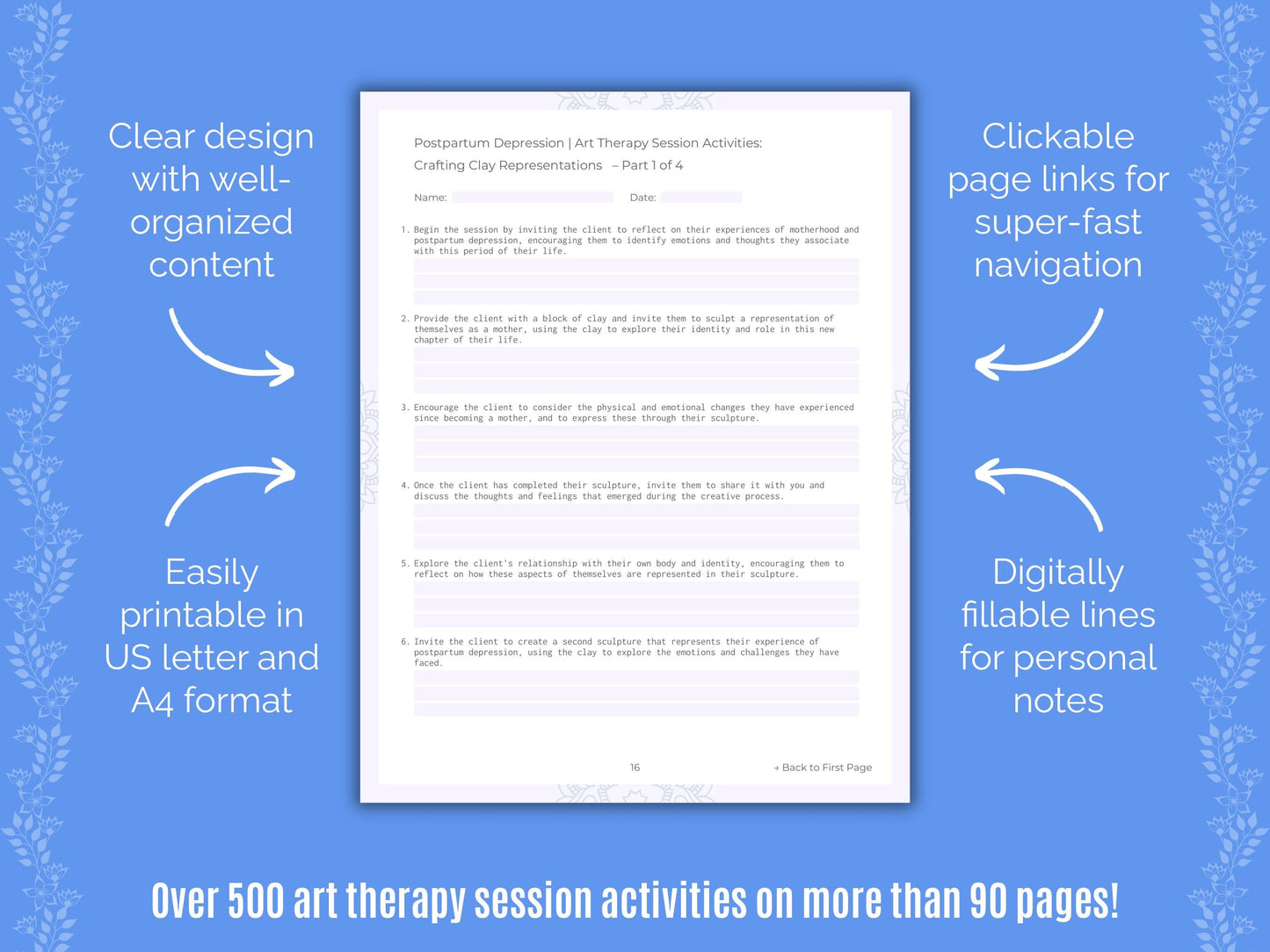 Postpartum Depression Art Therapy Counseling Templates