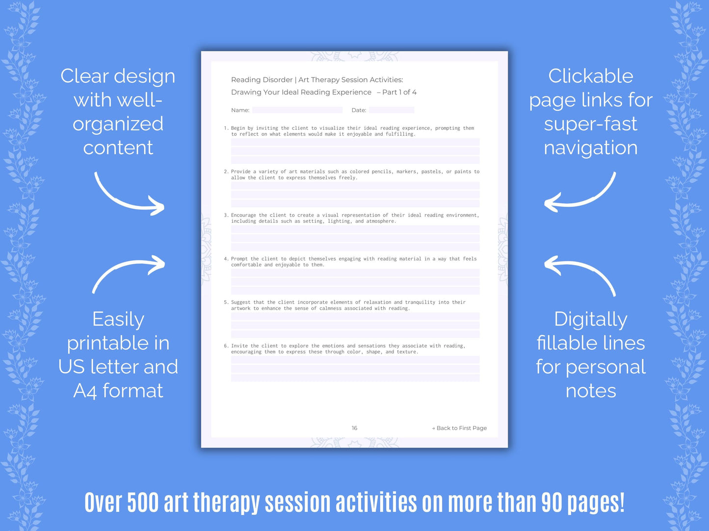 Reading Disorder Art Therapy Counseling Templates