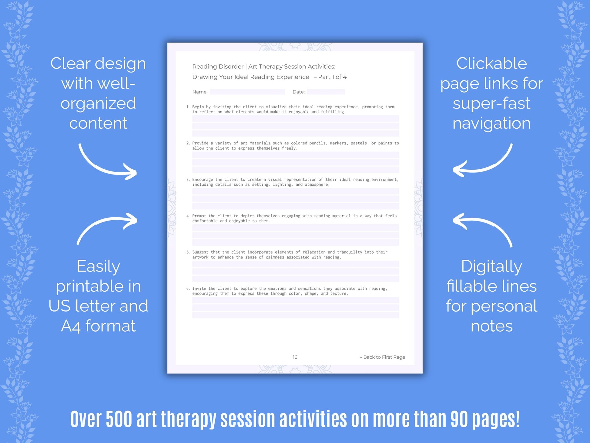 Reading Disorder Art Therapy Counseling Templates