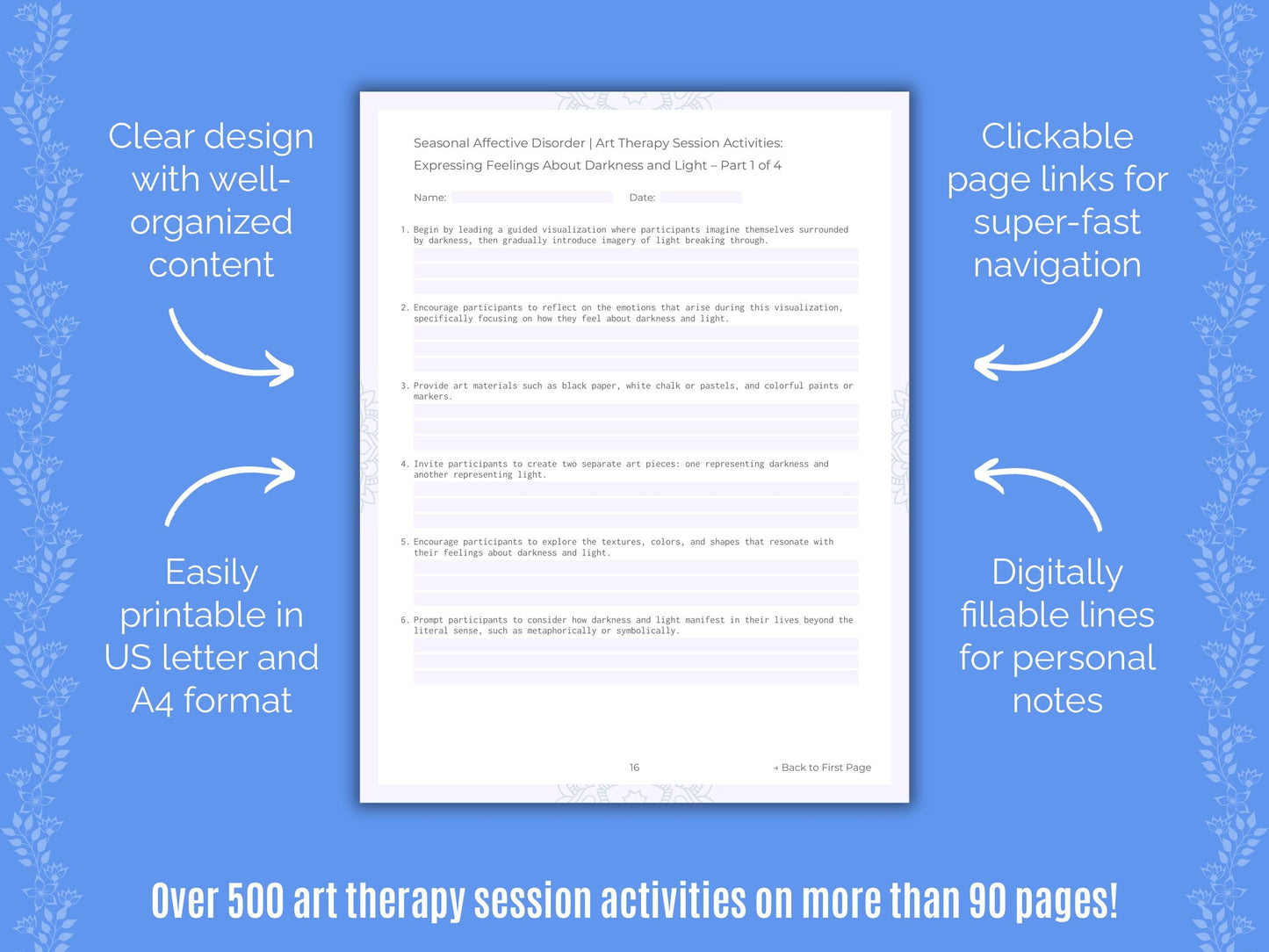 Seasonal Affective Disorder Art Therapy Counseling Templates