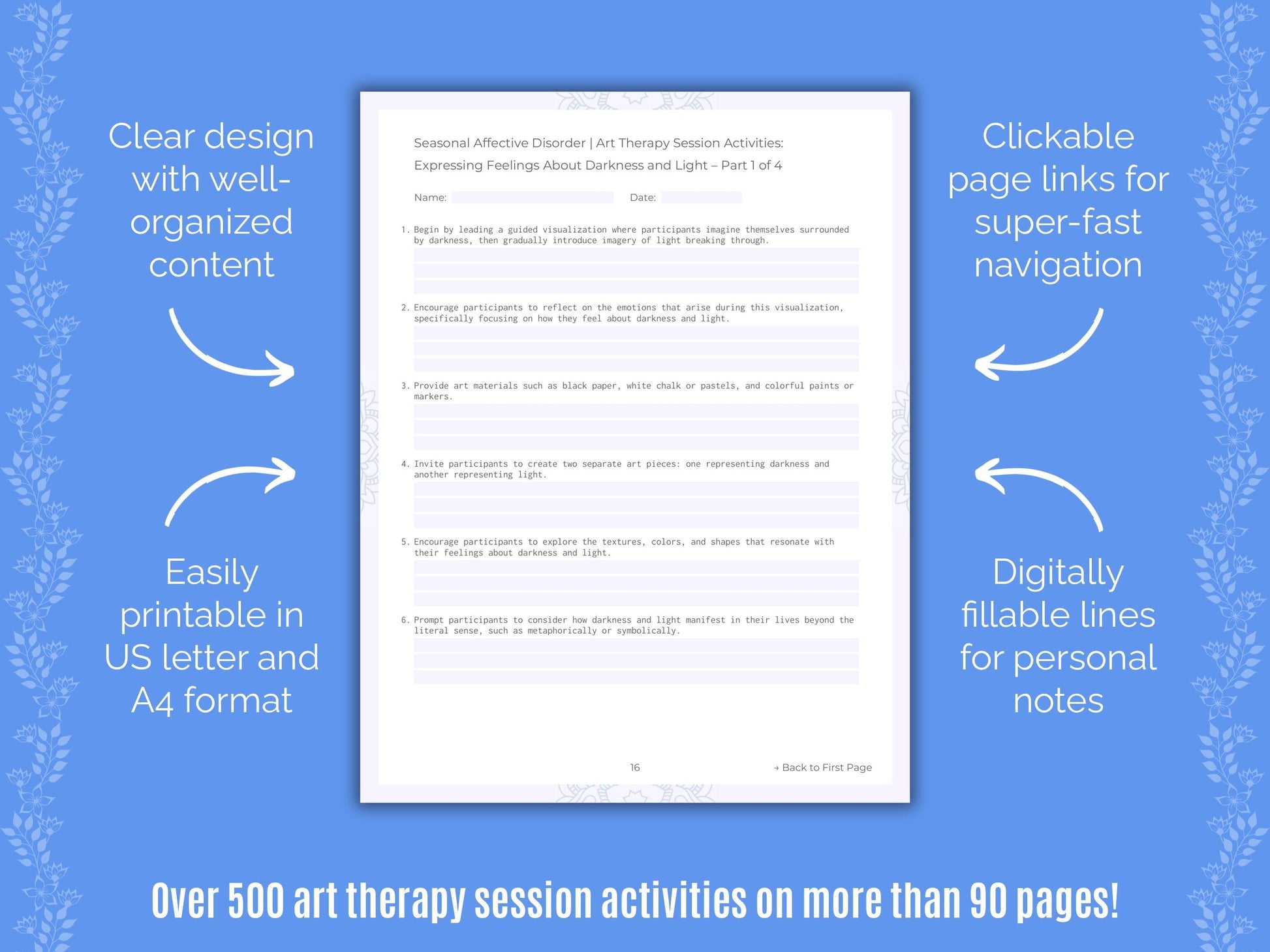 Seasonal Affective Disorder Art Therapy Counseling Templates