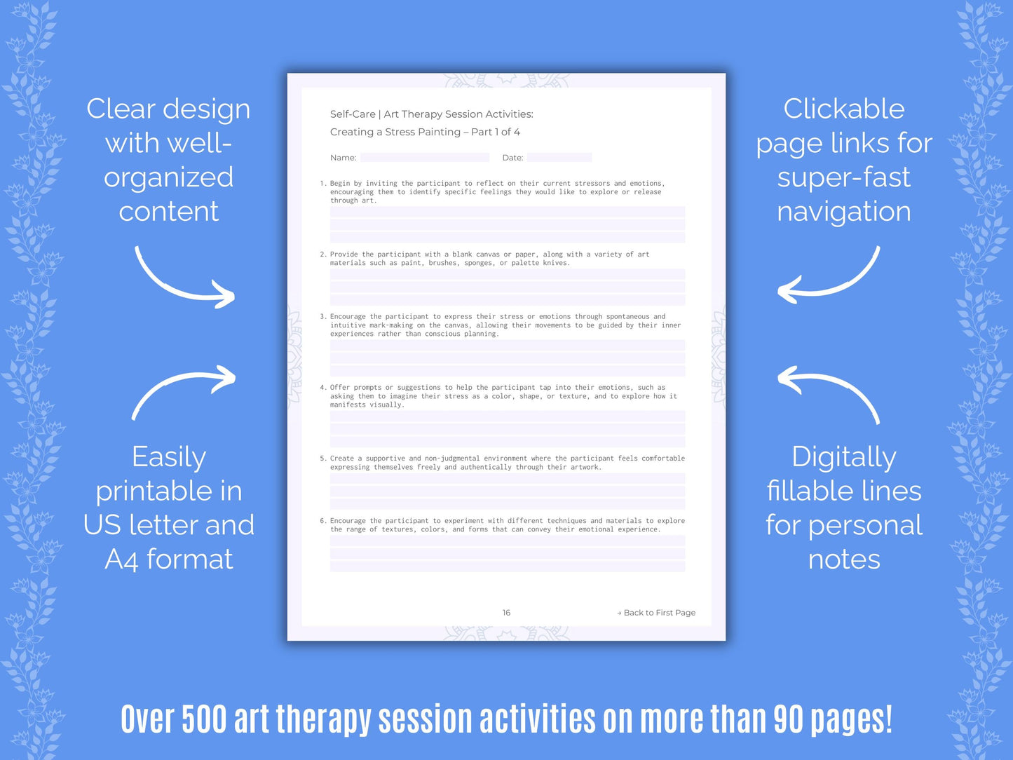 Self-Care Art Therapy Counseling Templates