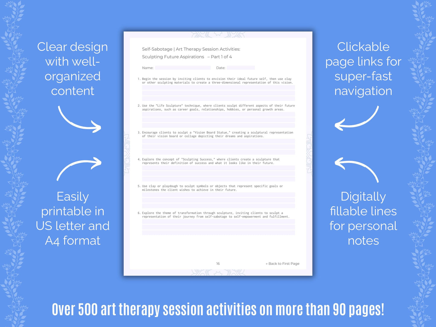 Self-Sabotage Art Therapy Counseling Templates