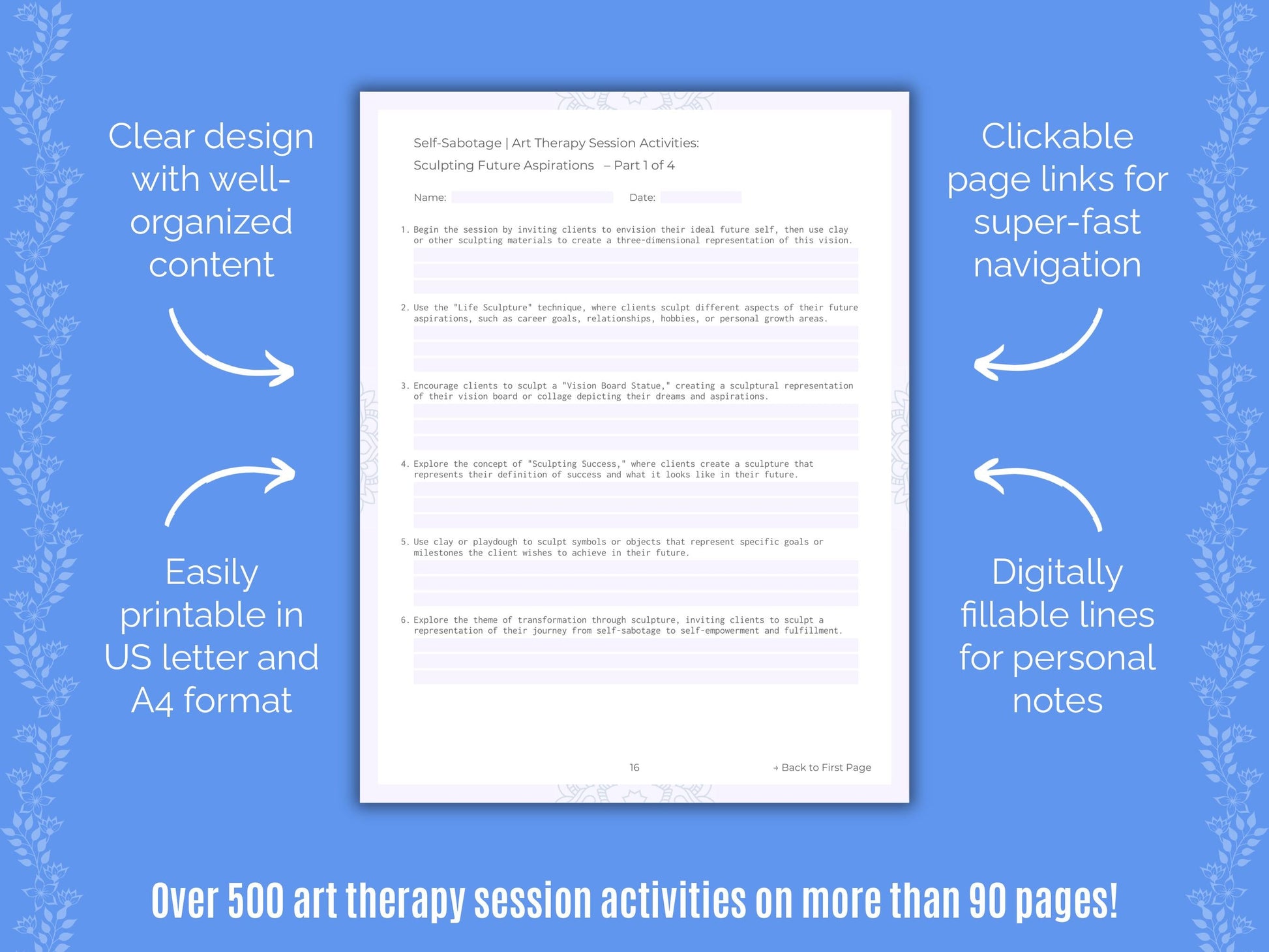 Self-Sabotage Art Therapy Counseling Templates