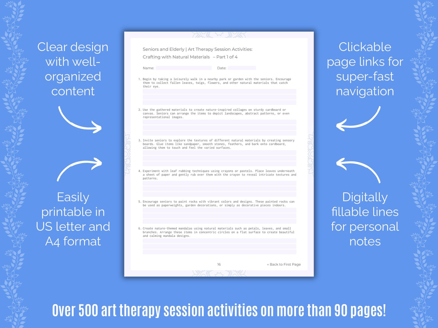 Seniors and Elderly Art Therapy Counseling Templates