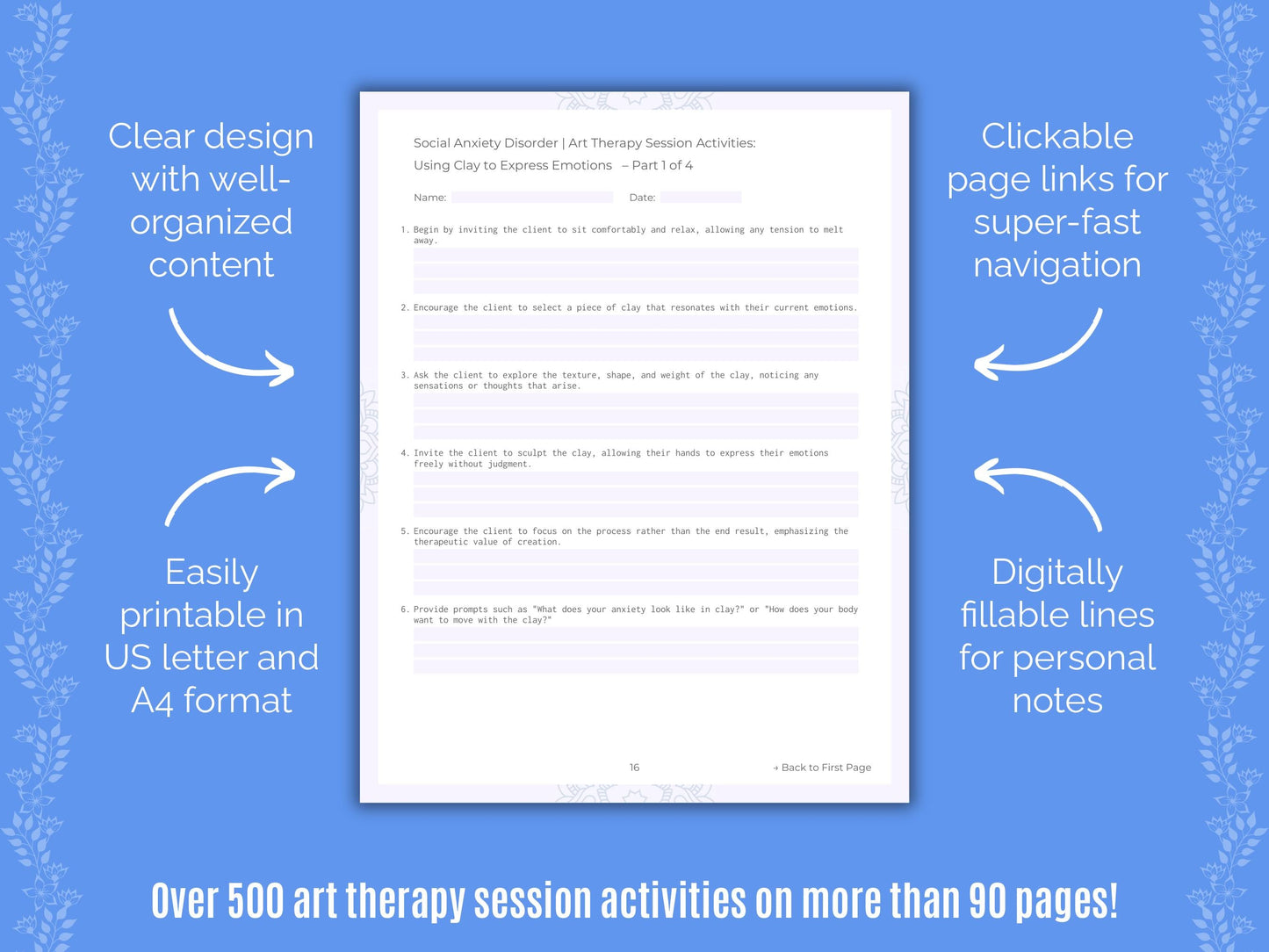 Social Anxiety Disorder Art Therapy Counseling Templates