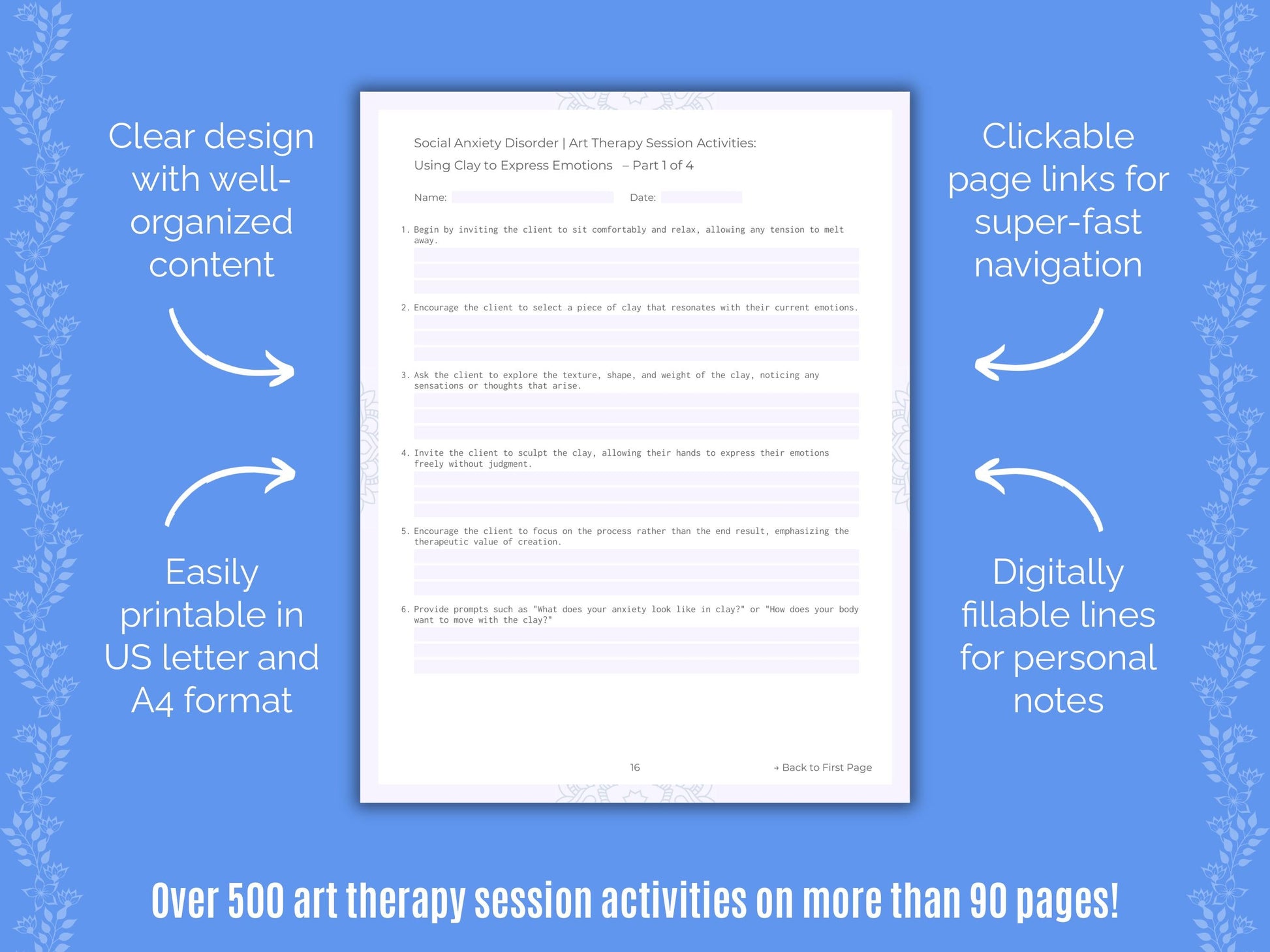 Social Anxiety Disorder Art Therapy Counseling Templates