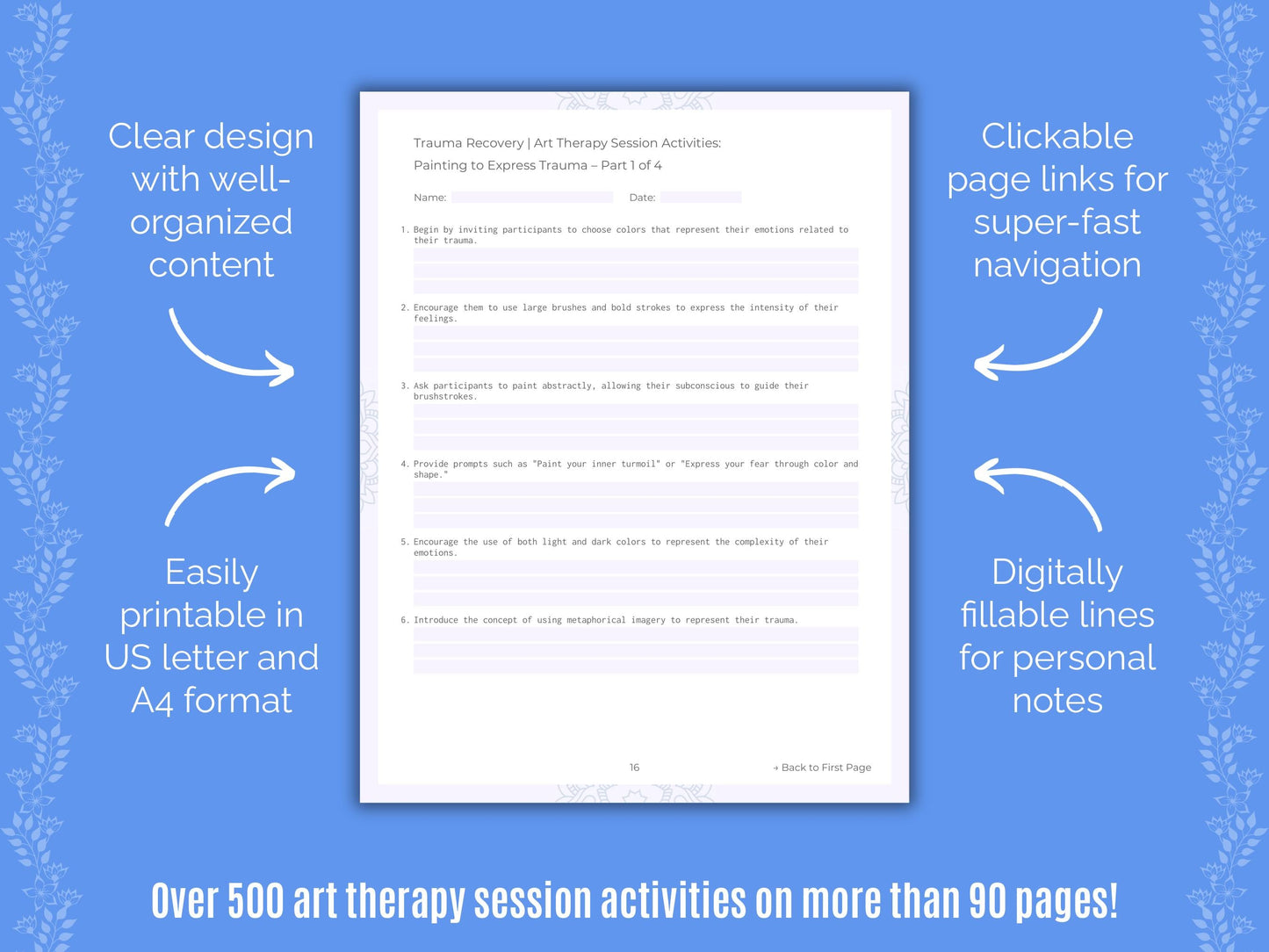 Trauma Recovery Art Therapy Counseling Templates