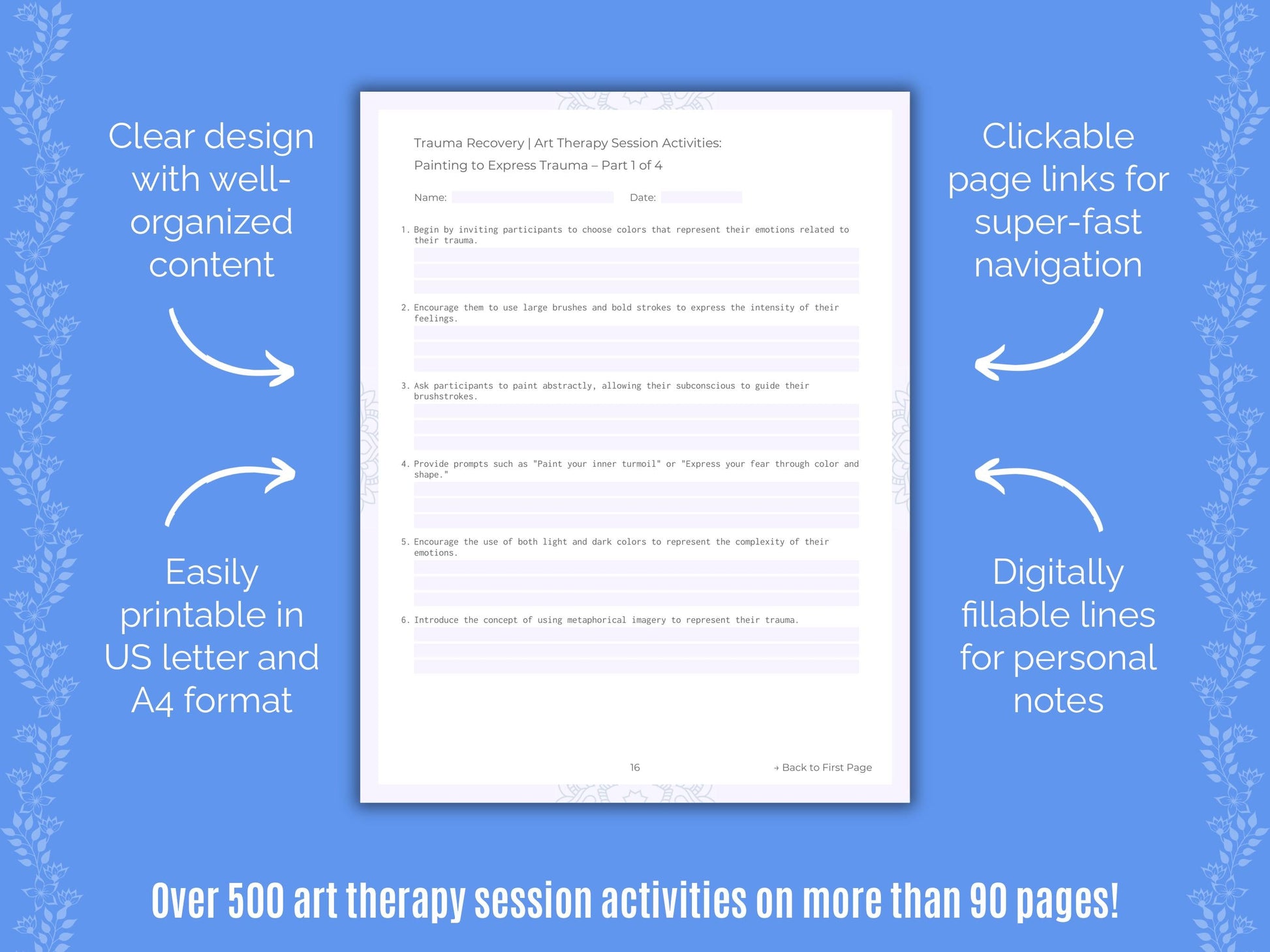 Trauma Recovery Art Therapy Counseling Templates