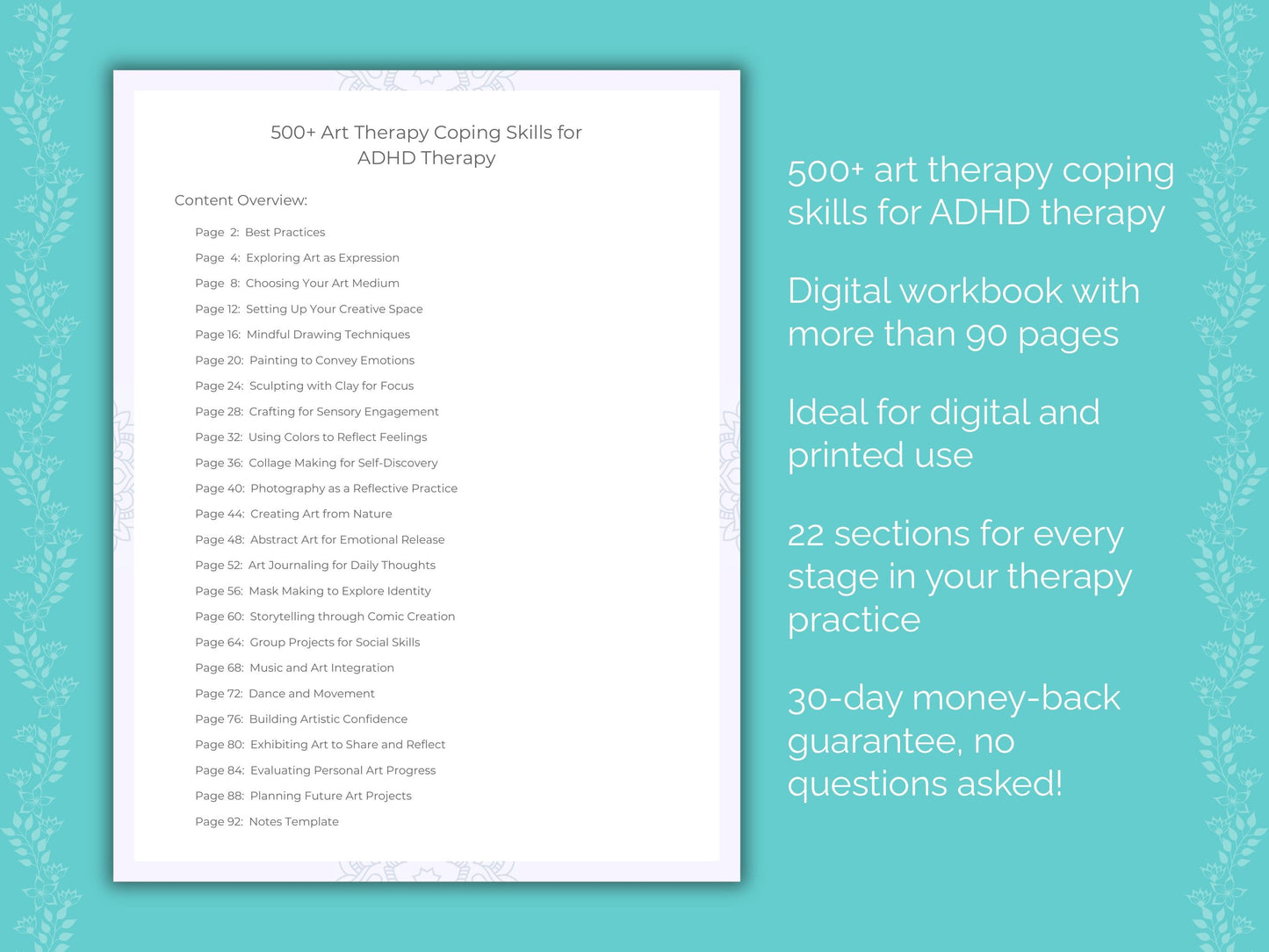 ADHD Art Therapy Therapist Worksheets