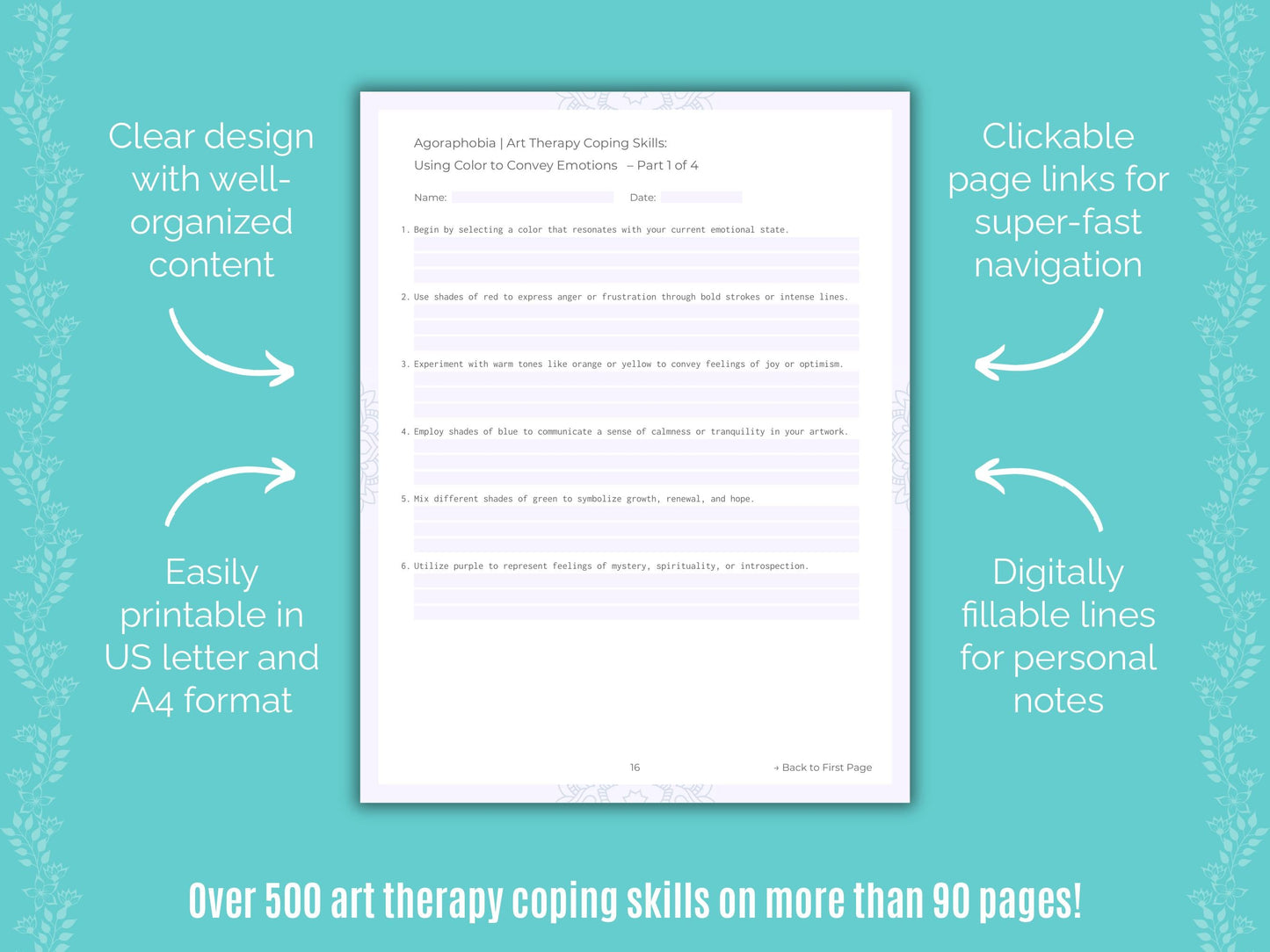 Agoraphobia Art Therapy Counseling Templates