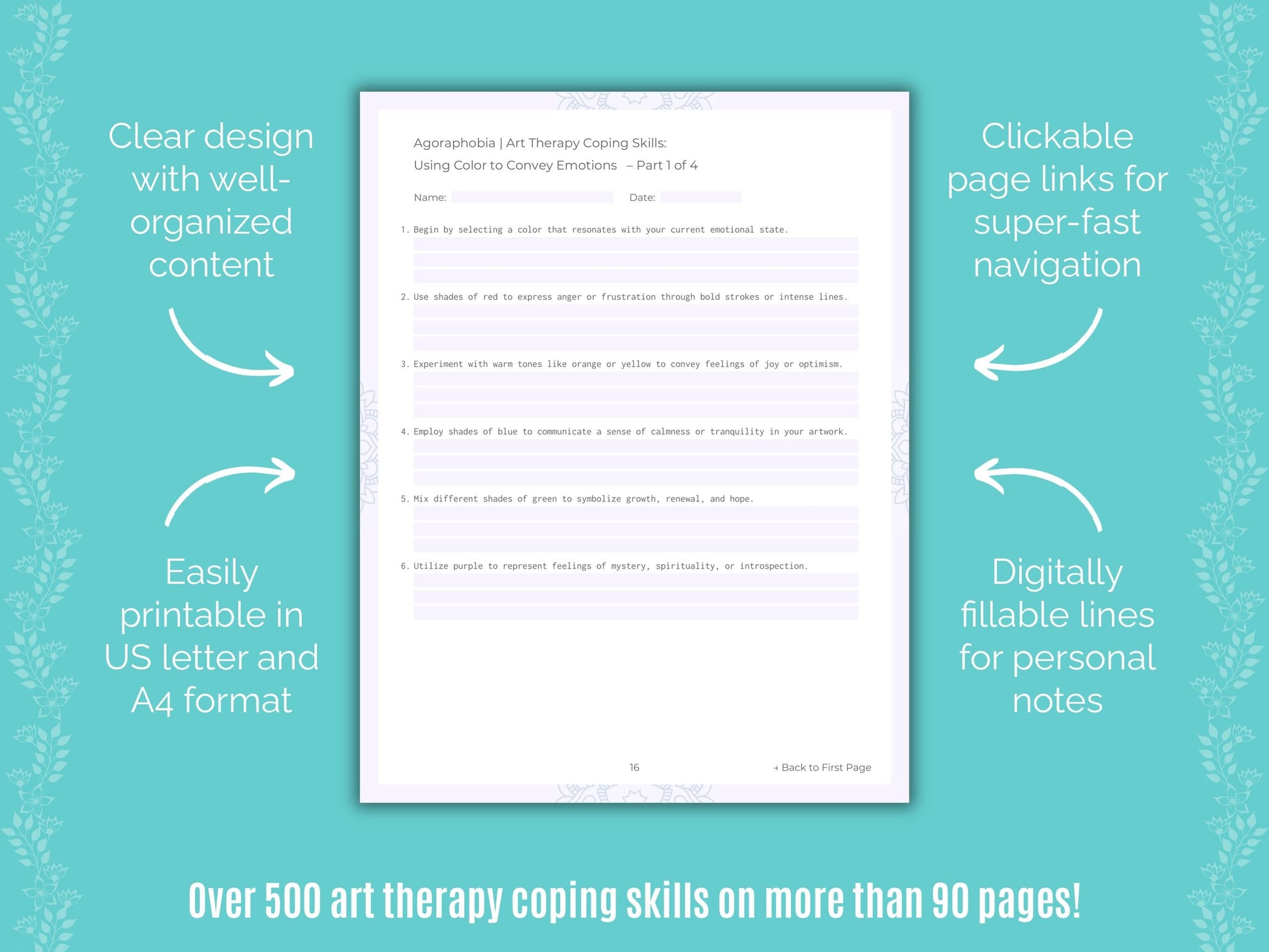 Agoraphobia Art Therapy Counseling Templates