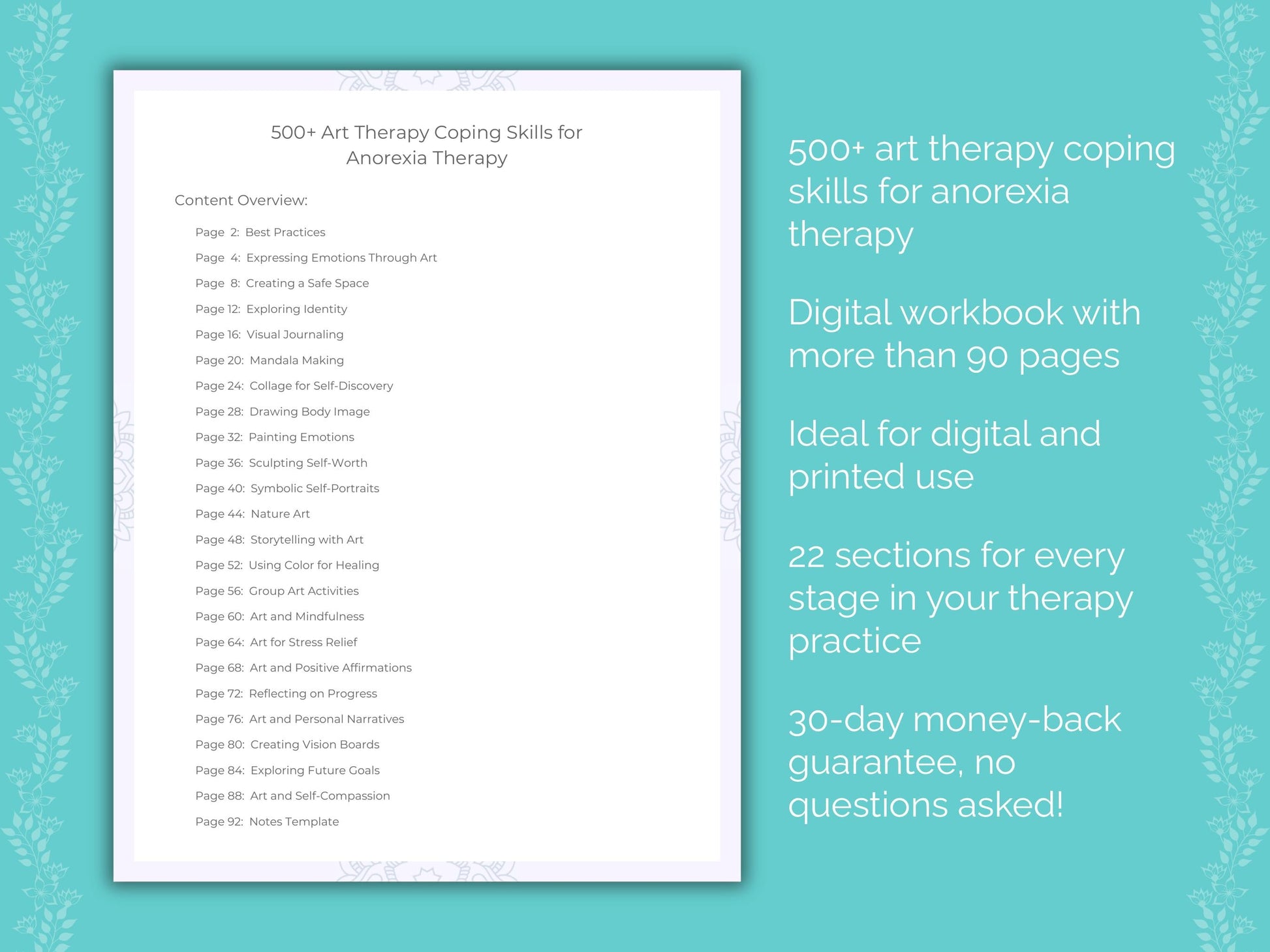 Anorexia Art Therapy Therapist Worksheets