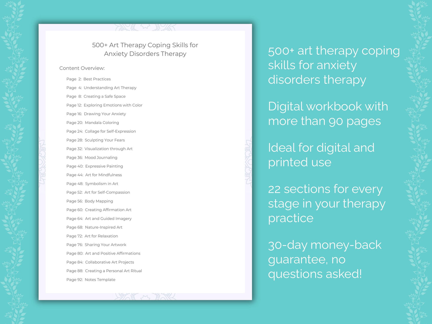 Anxiety Disorders Art Therapy Therapist Worksheets