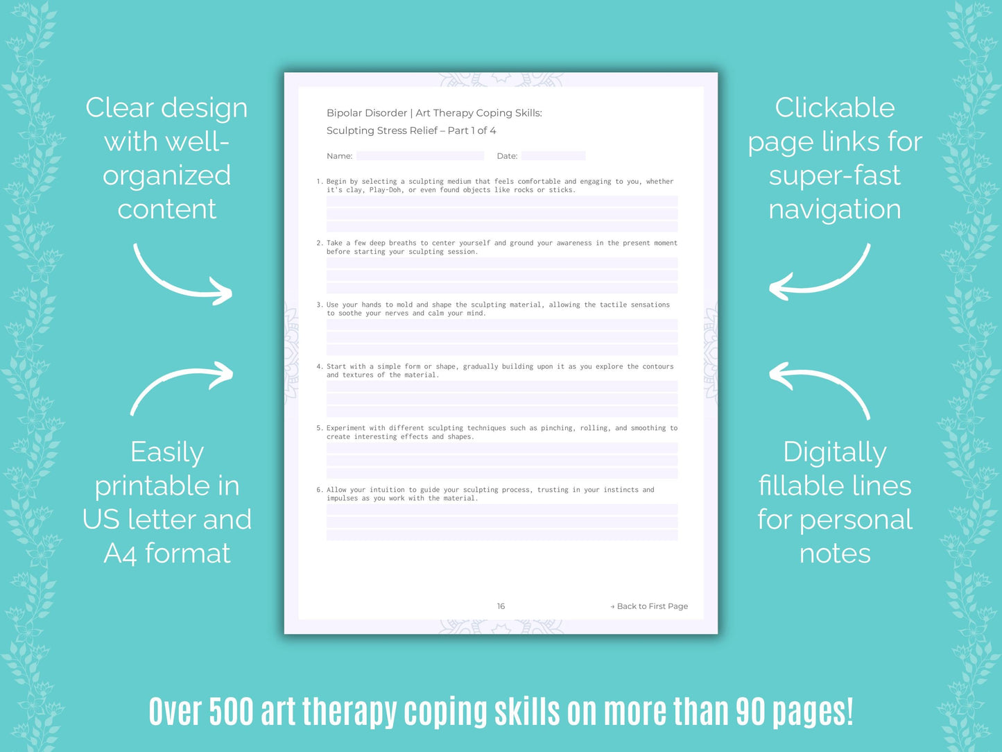Bipolar Disorder Art Therapy Counseling Templates