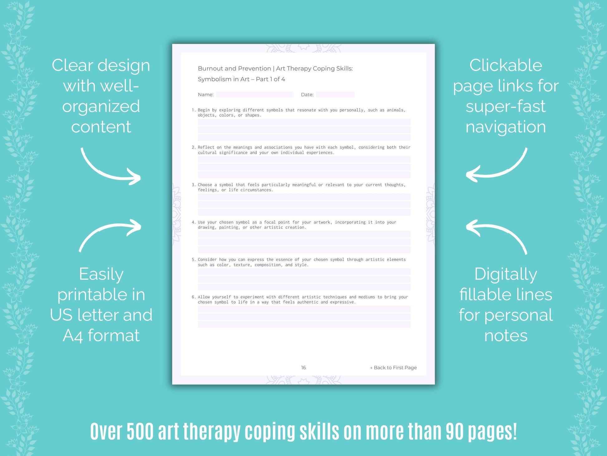 Burnout and Prevention Art Therapy Counseling Templates