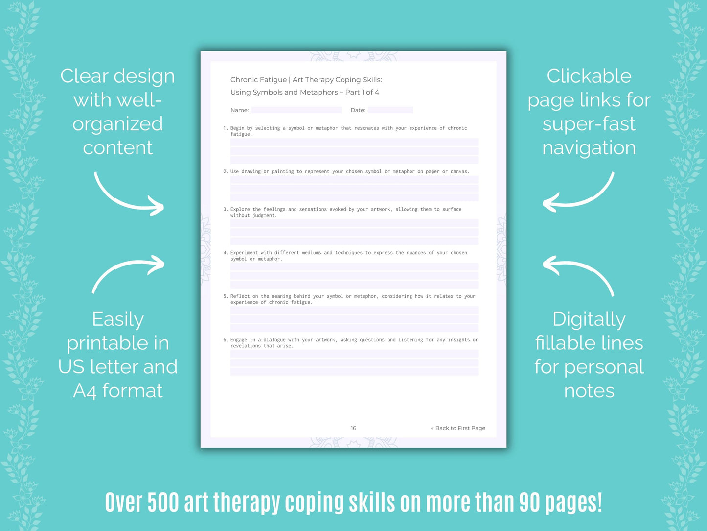 Chronic Fatigue Art Therapy Counseling Templates