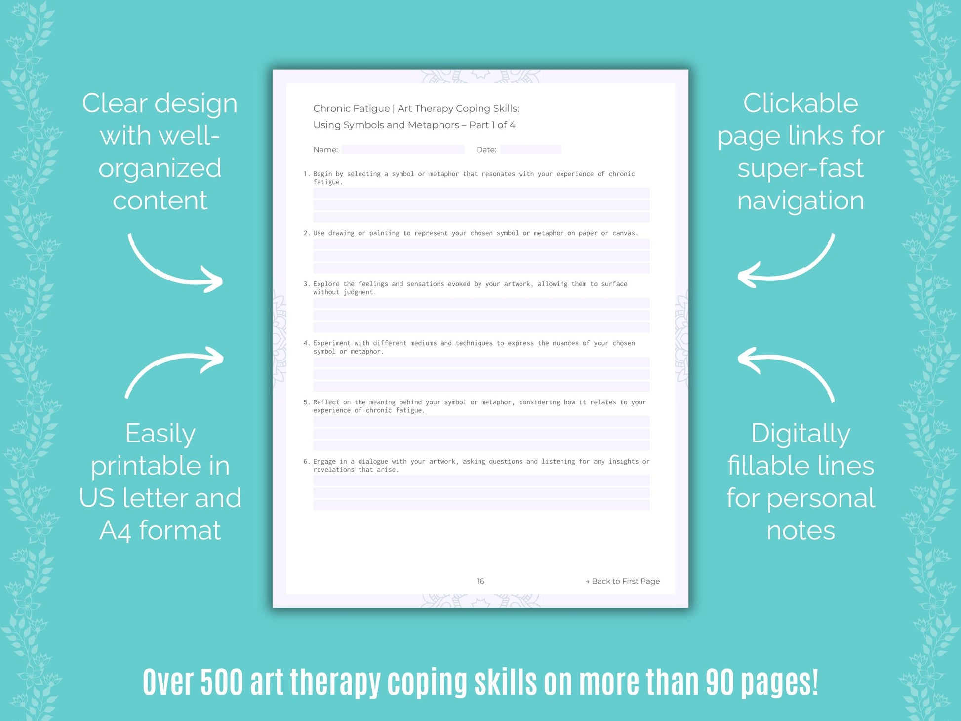 Chronic Fatigue Art Therapy Counseling Templates