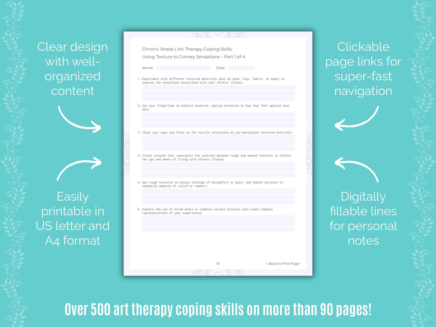 Chronic Illness Art Therapy Counseling Templates