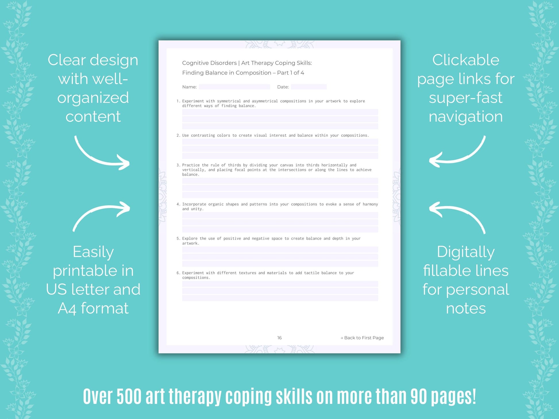 Cognitive Disorders Art Therapy Counseling Templates