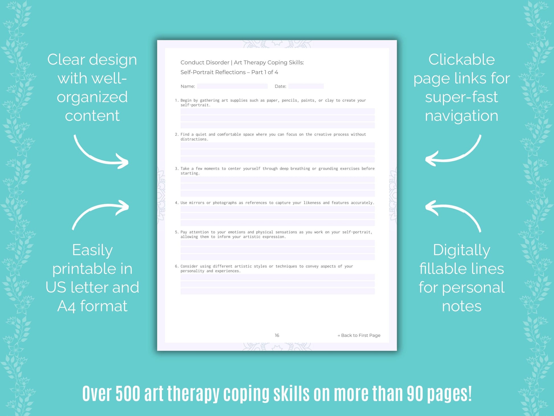 Conduct Disorder Art Therapy Counseling Templates