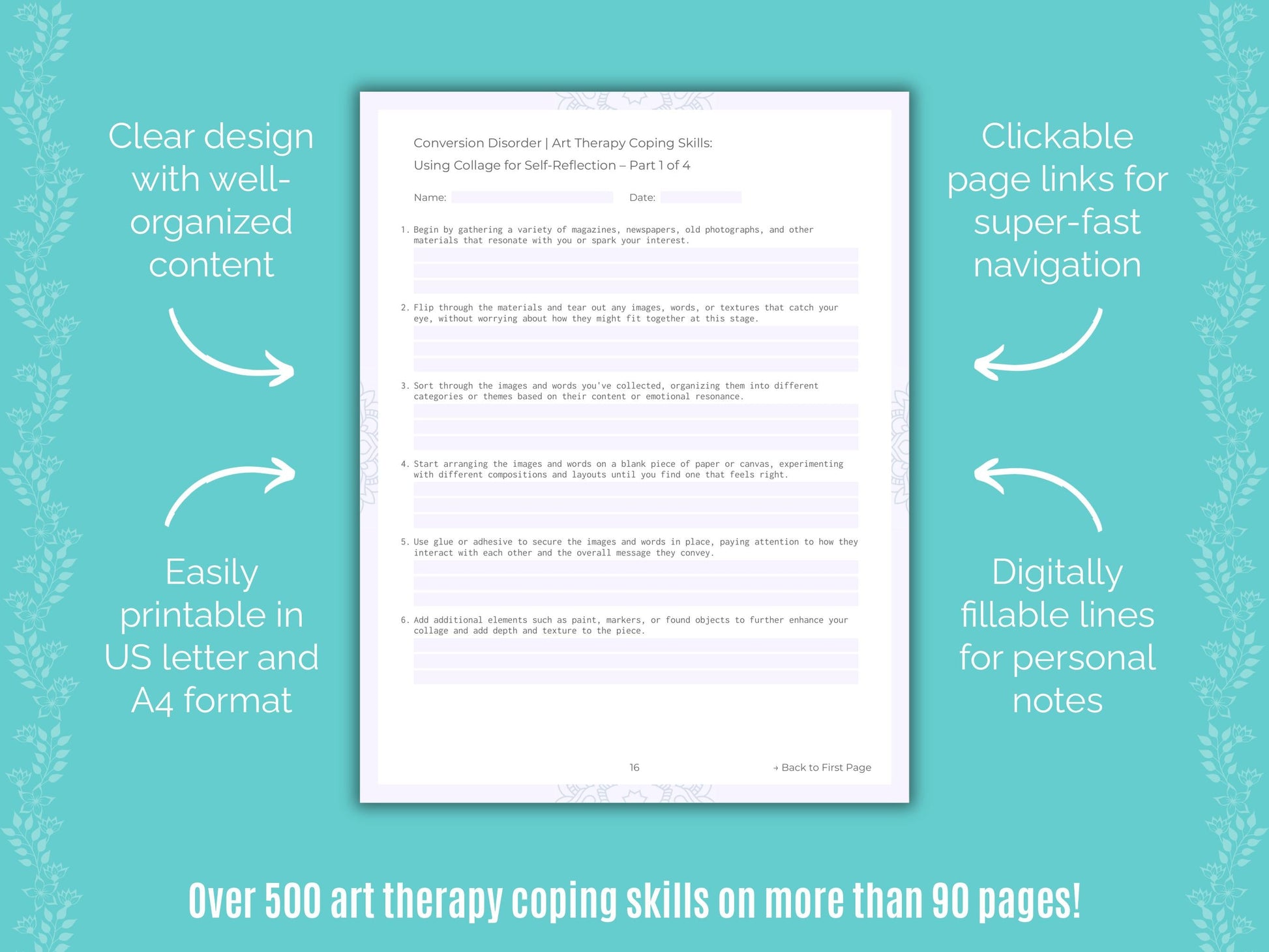 Conversion Disorder Art Therapy Counseling Templates