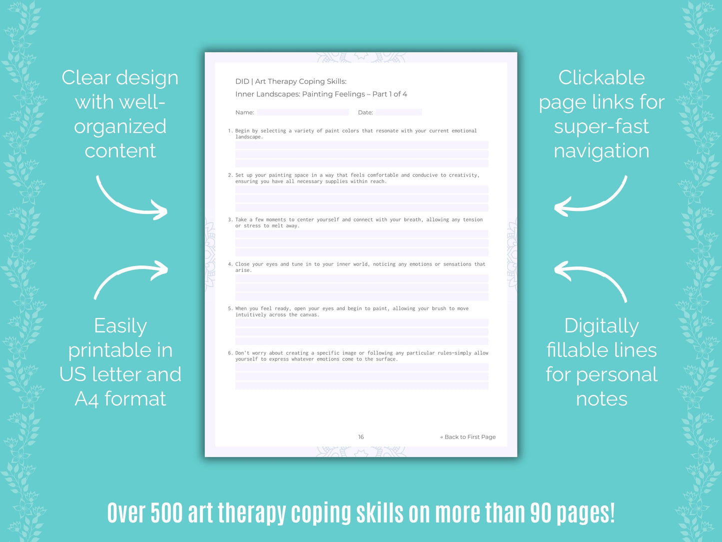 Dissociative Identity Disorder (DID) Art Therapy Counseling Templates