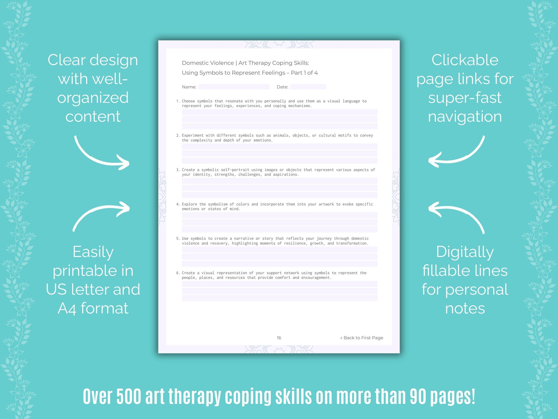 Domestic Violence Art Therapy Counseling Templates