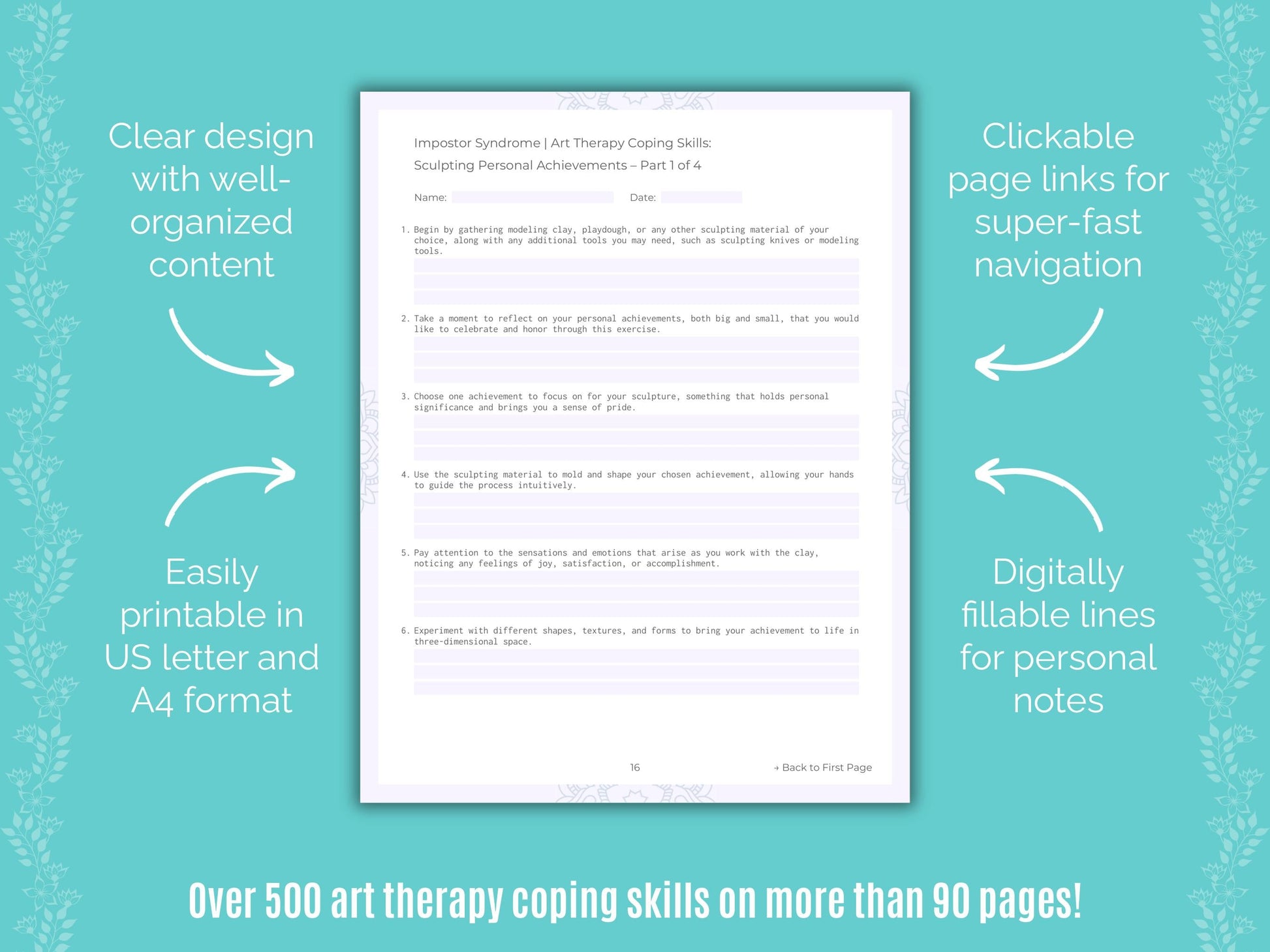 Impostor Syndrome Art Therapy Counseling Templates