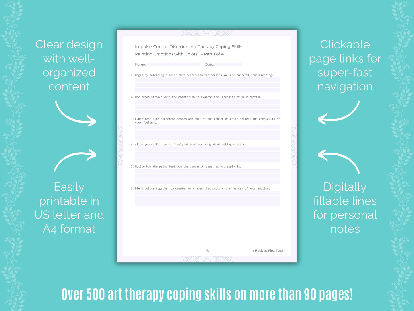 Impulse-Control Disorder (ICD) Art Therapy Counseling Templates