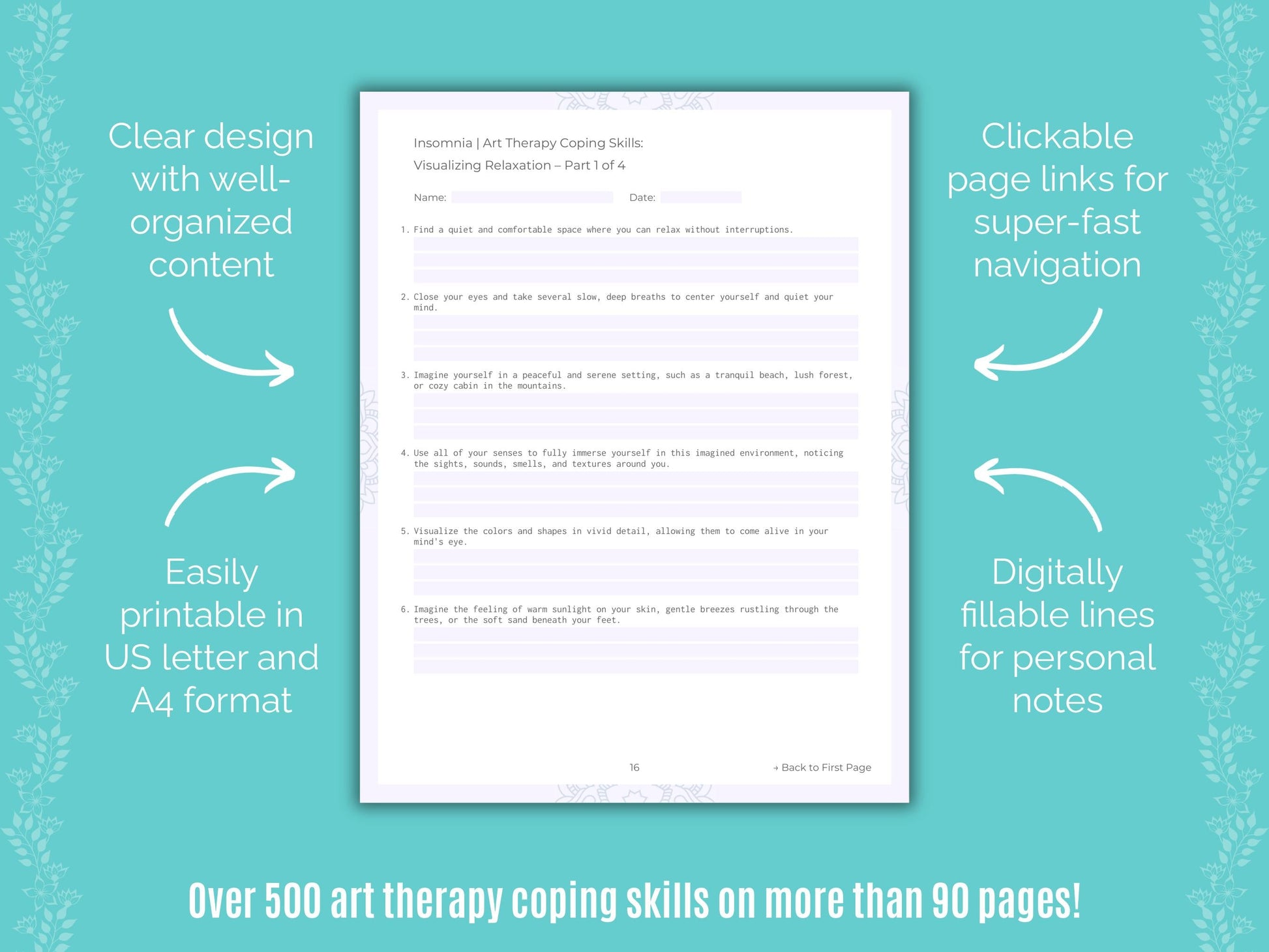 Insomnia Art Therapy Counseling Templates