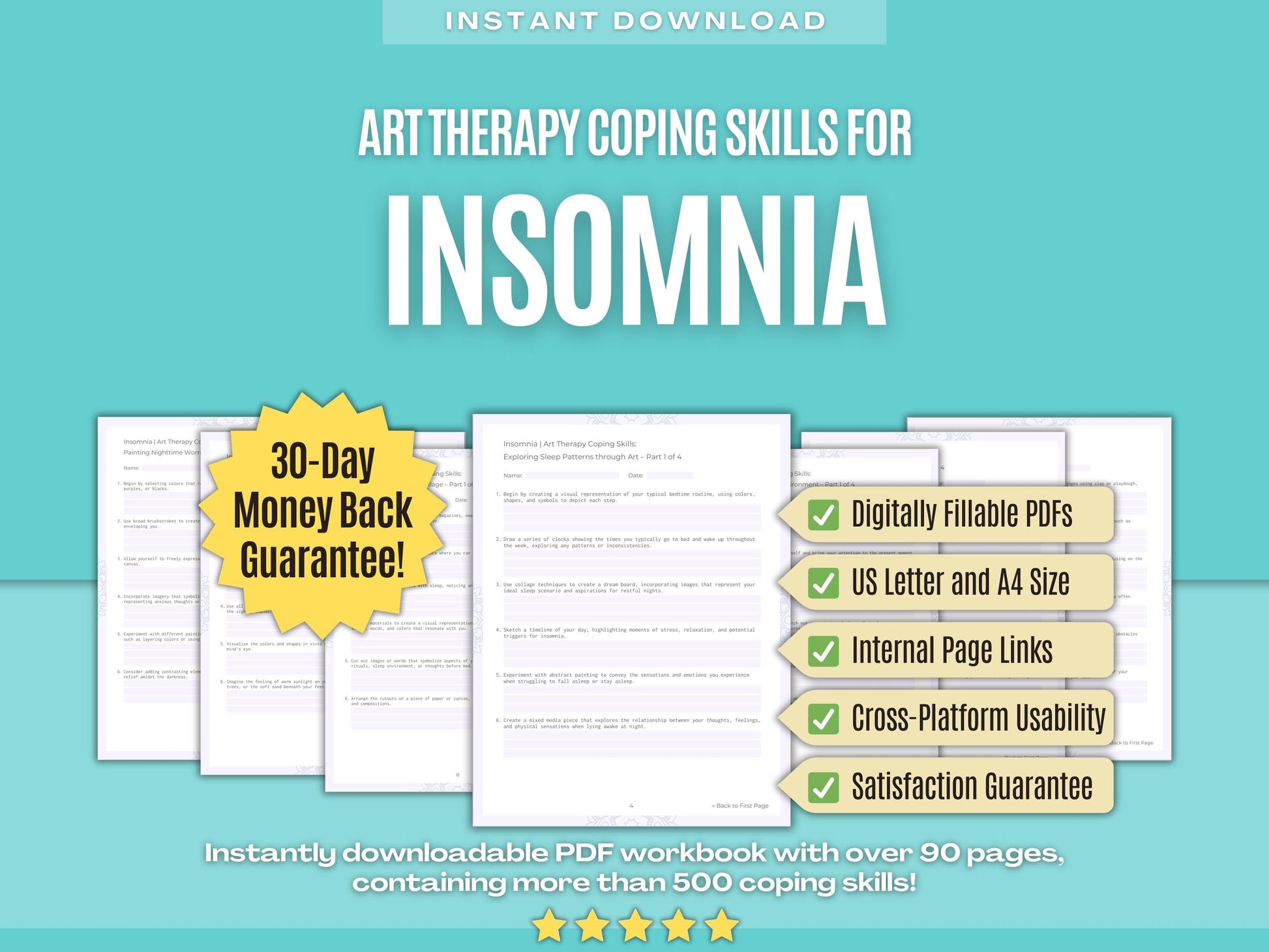 Insomnia Art Therapy Psychology Workbooks