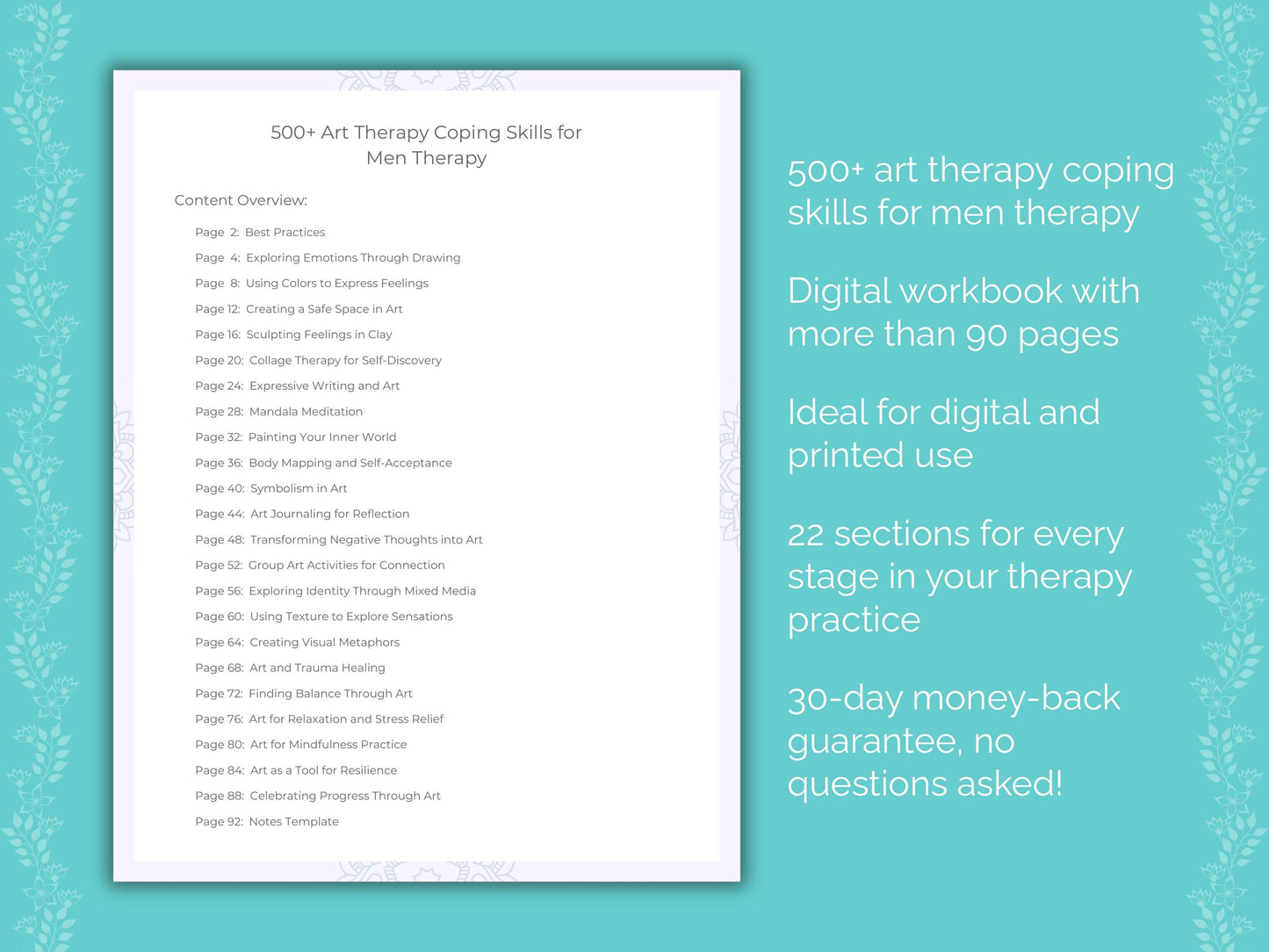 Men Art Therapy Therapist Worksheets